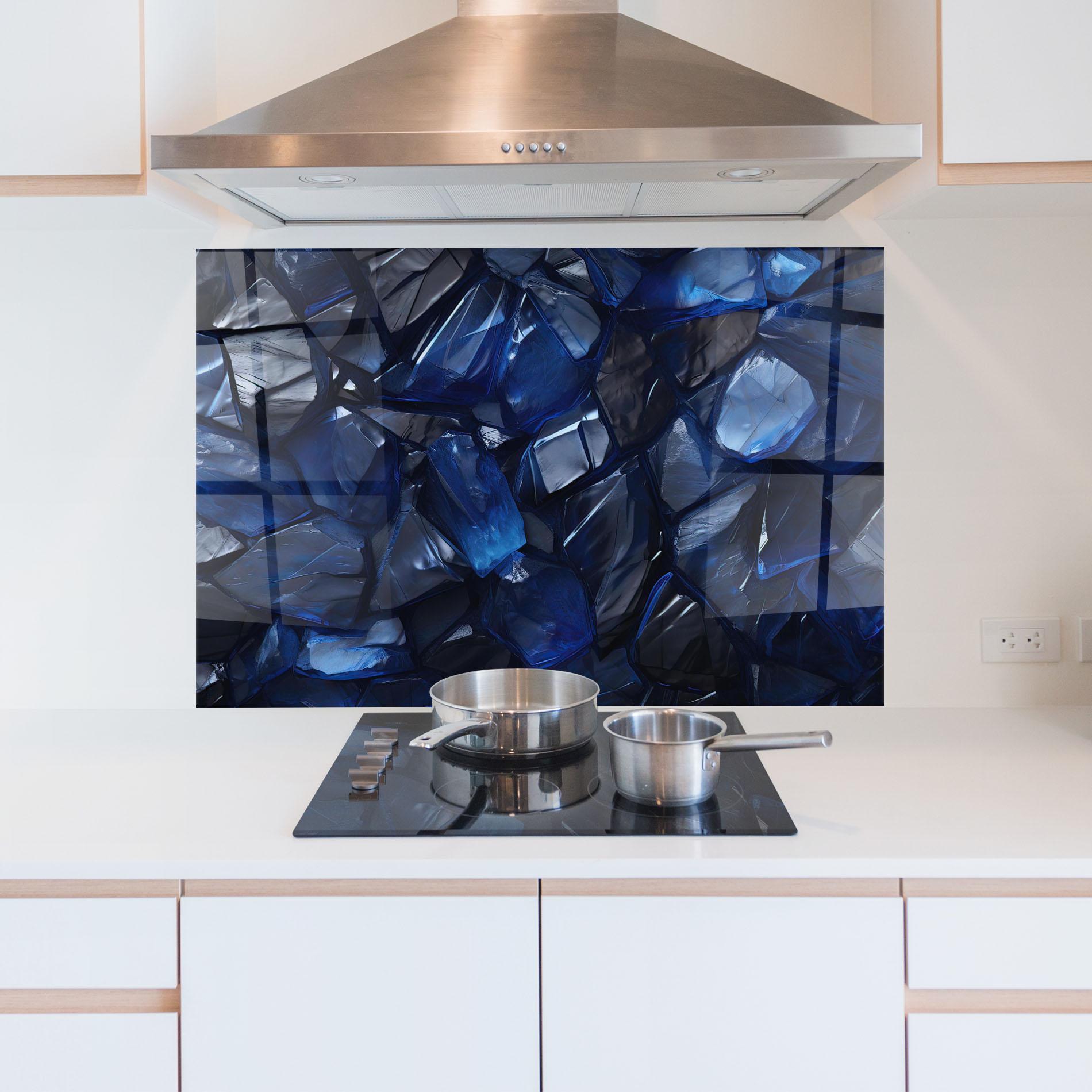 Panou Sticla Bucatarie Blue Crystal Shape mockup 5