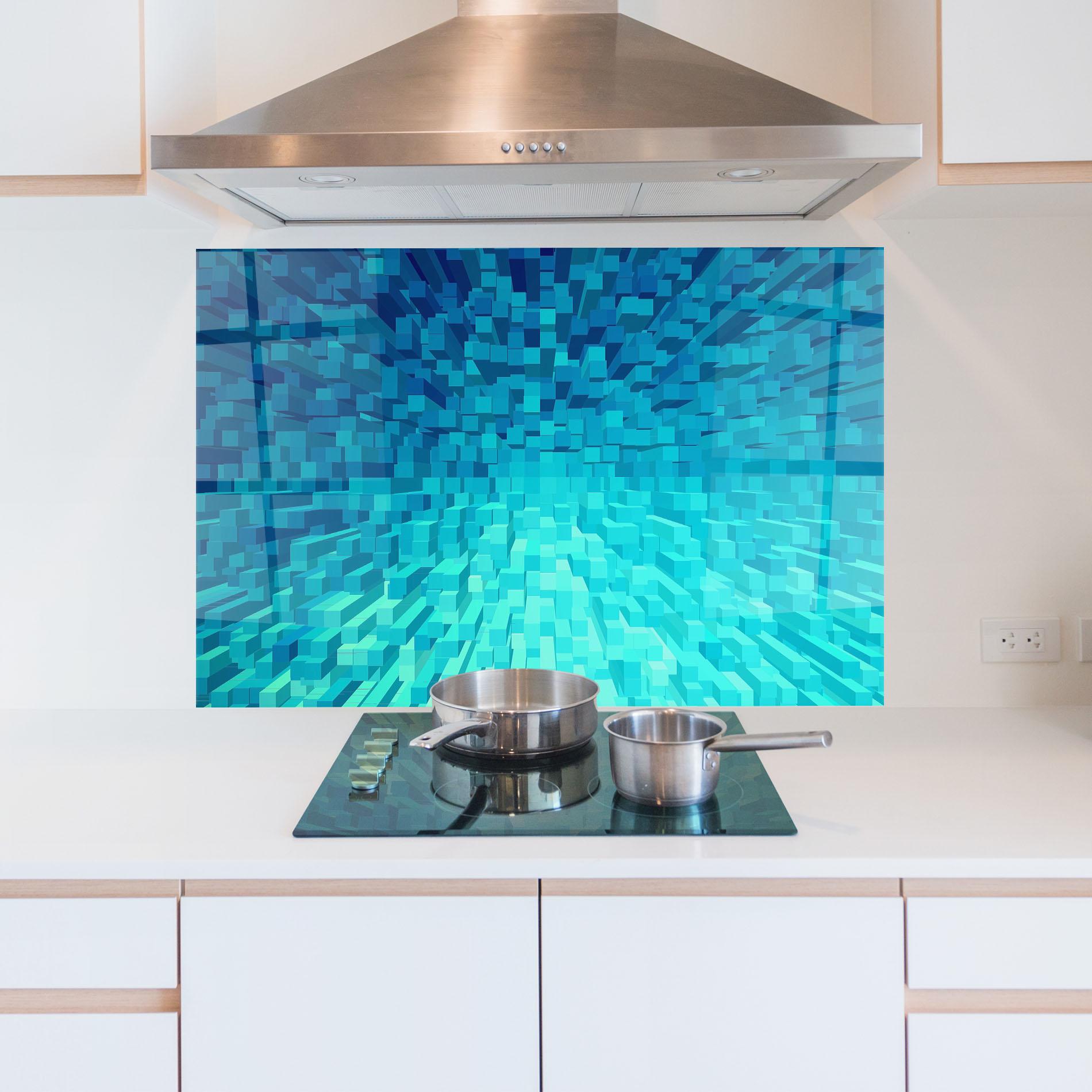 Panou Sticla Bucatarie Blue Square Mix mockup 5