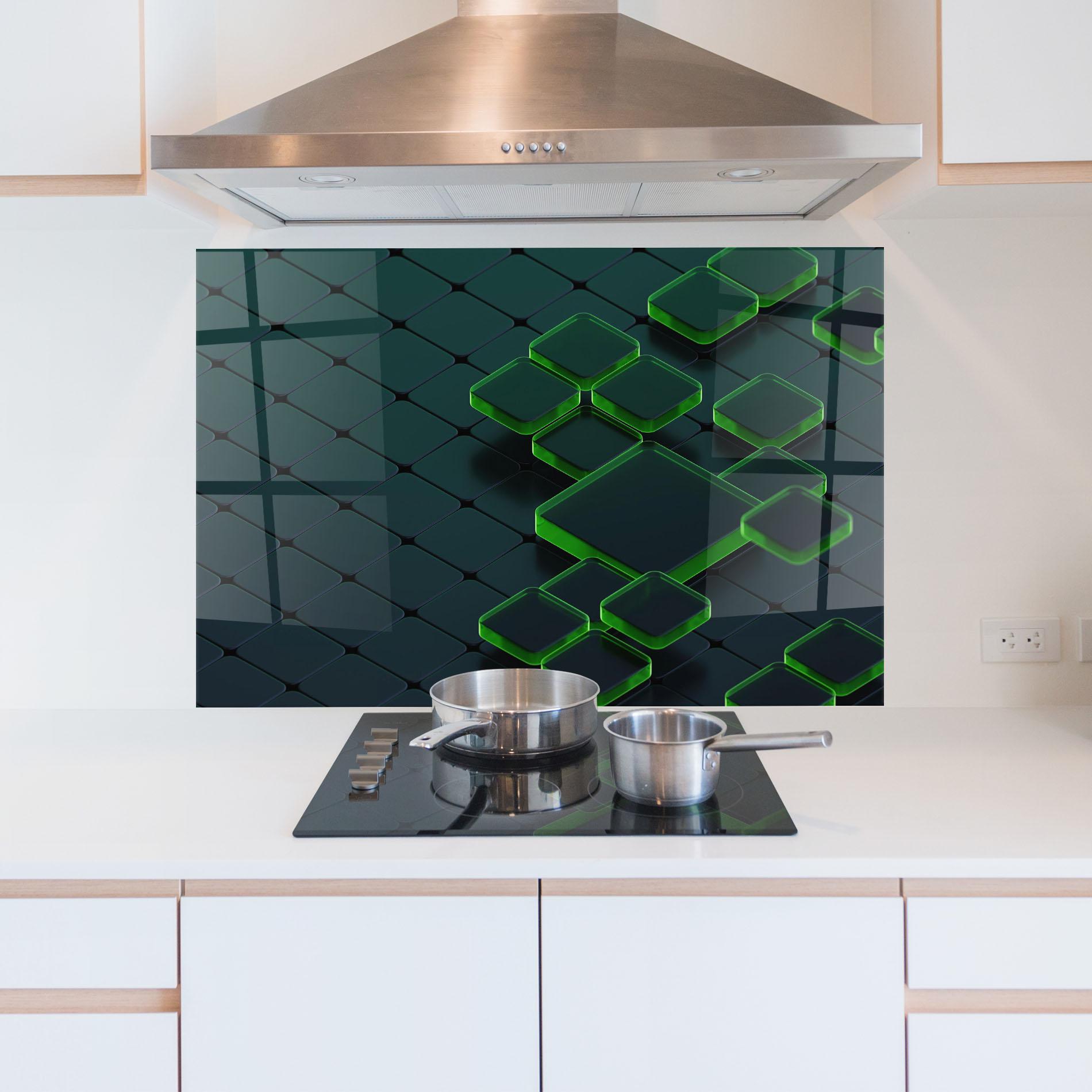 Panou Sticla Bucatarie Green Square Floating mockup 5