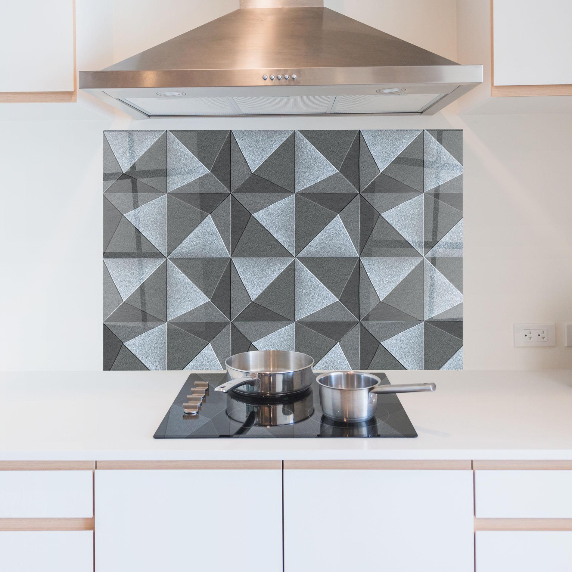 Panou Sticla Bucatarie Grey Triangle Square mockup 5