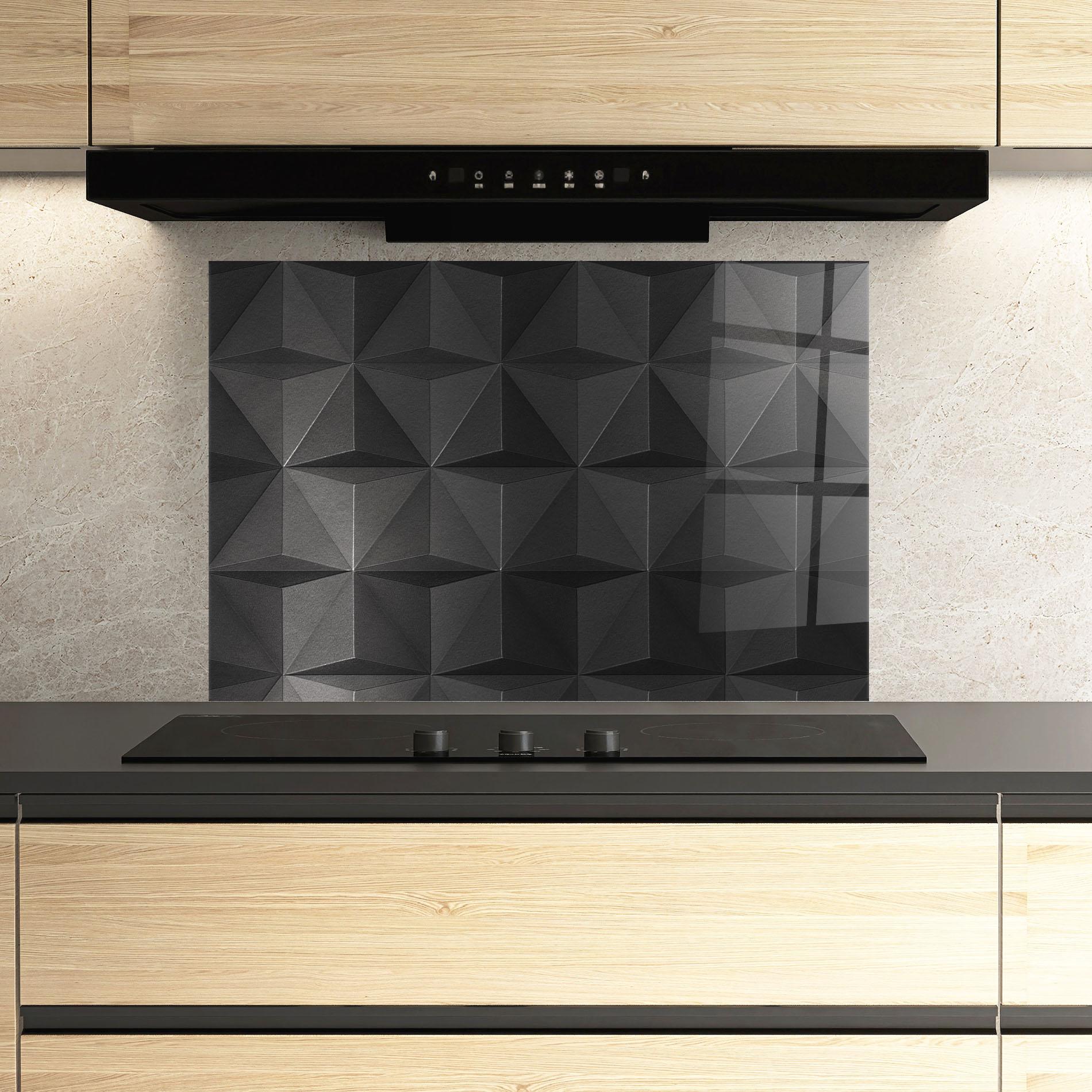 Panou Sticla Bucatarie Black Shade Triangle mockup 3