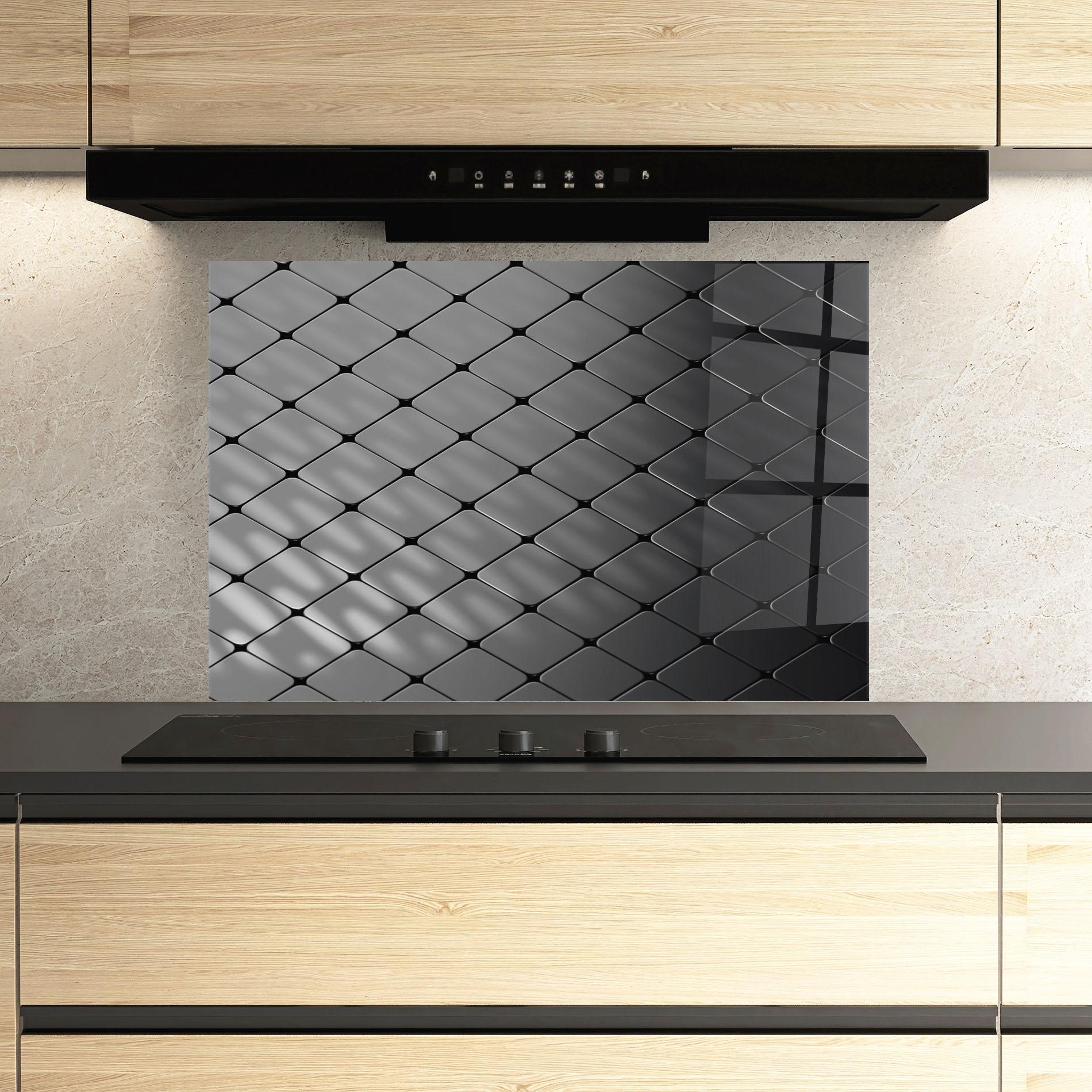 Panou Sticla Bucatarie Black Square Shapes mockup 3