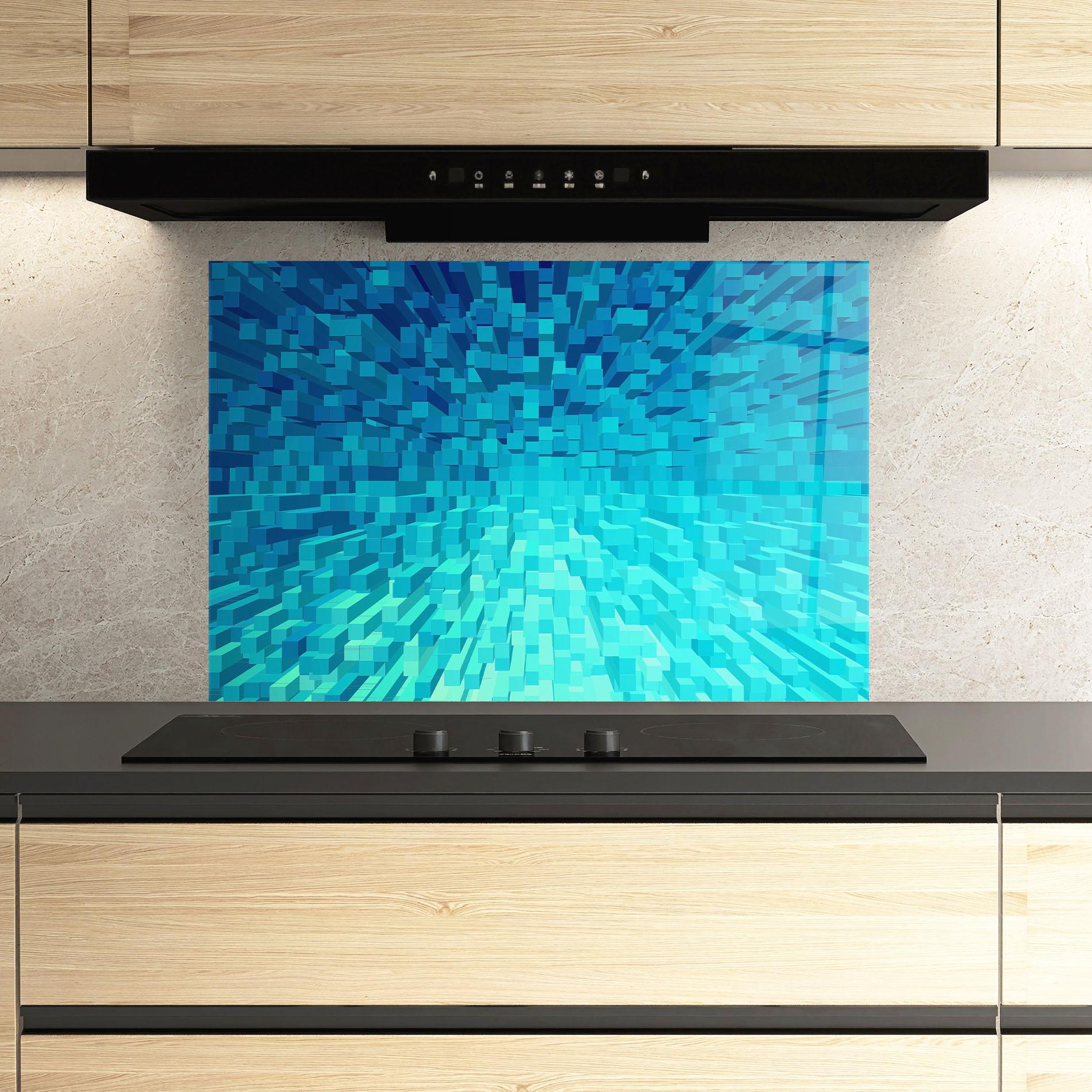 Panou Sticla Bucatarie Blue Square Mix mockup 3