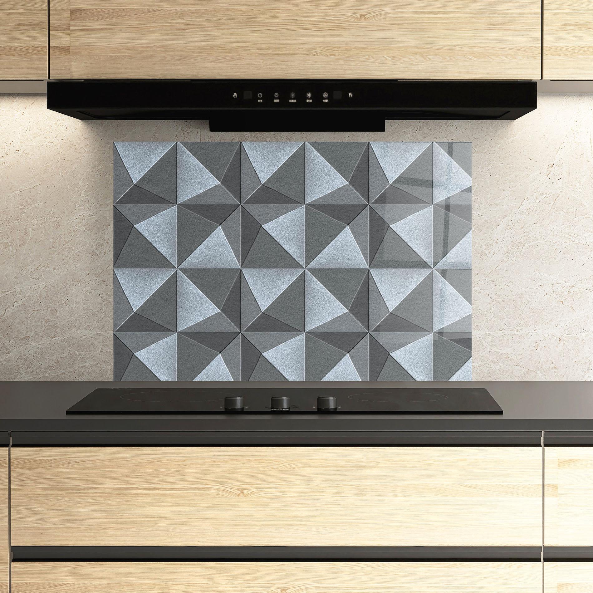 Panou Sticla Bucatarie Grey Triangle Square mockup 3