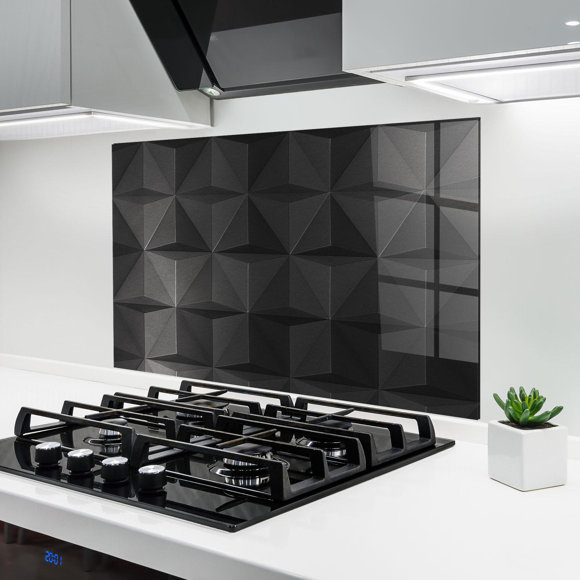 Panou Sticla Bucatarie Black Shade Triangle mockup 6