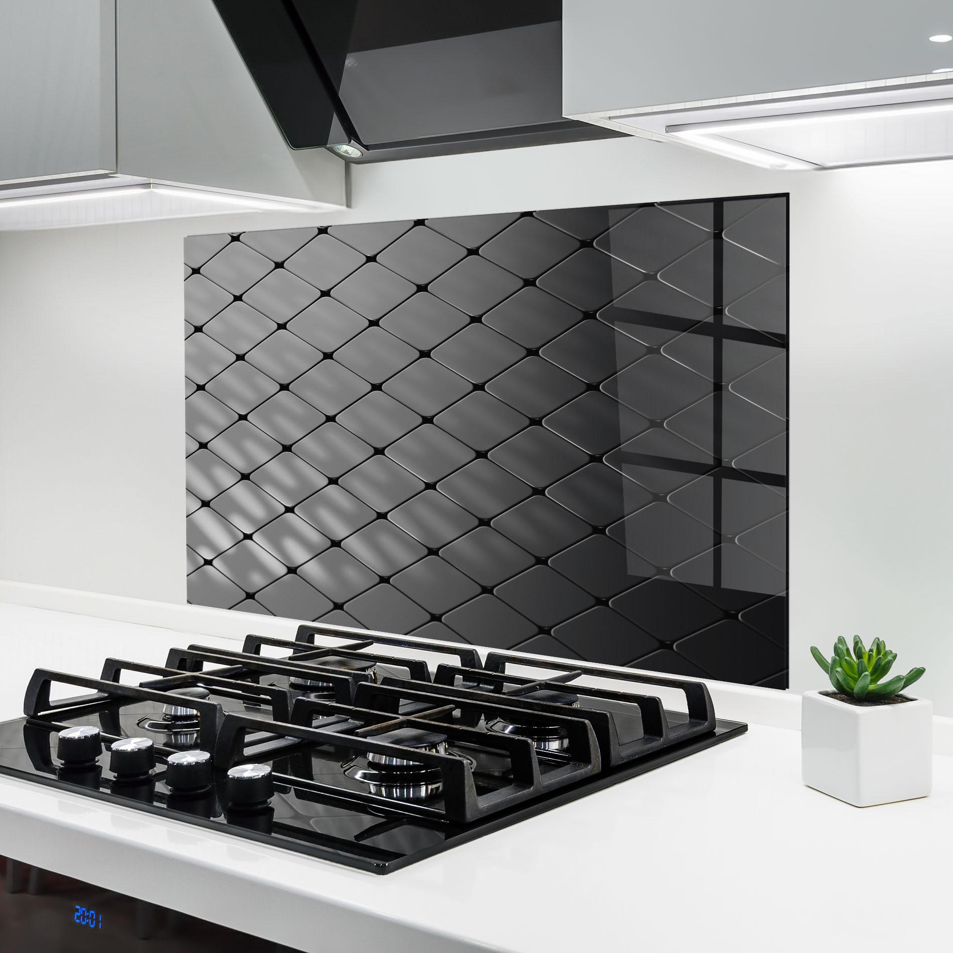 Panou Sticla Bucatarie Black Square Shapes mockup 6