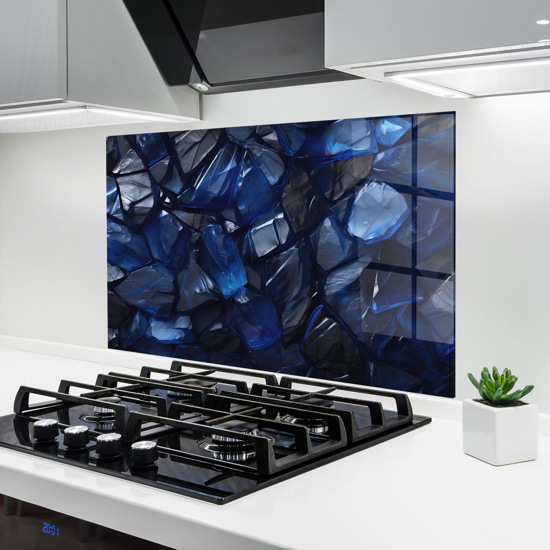Panou Sticla Bucatarie Blue Crystal Shape mockup 6