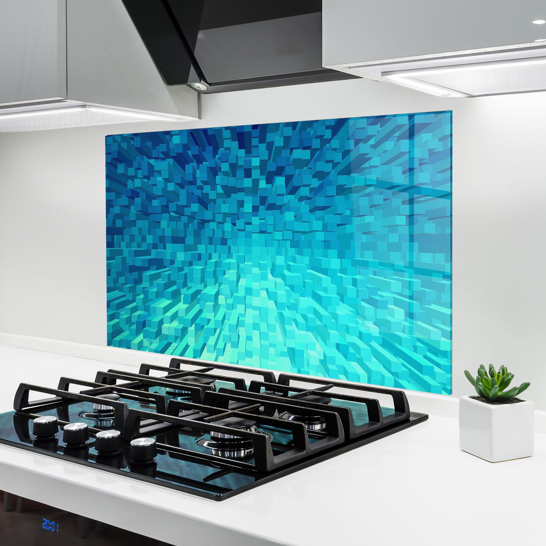 Panou Sticla Bucatarie Blue Square Mix mockup 6