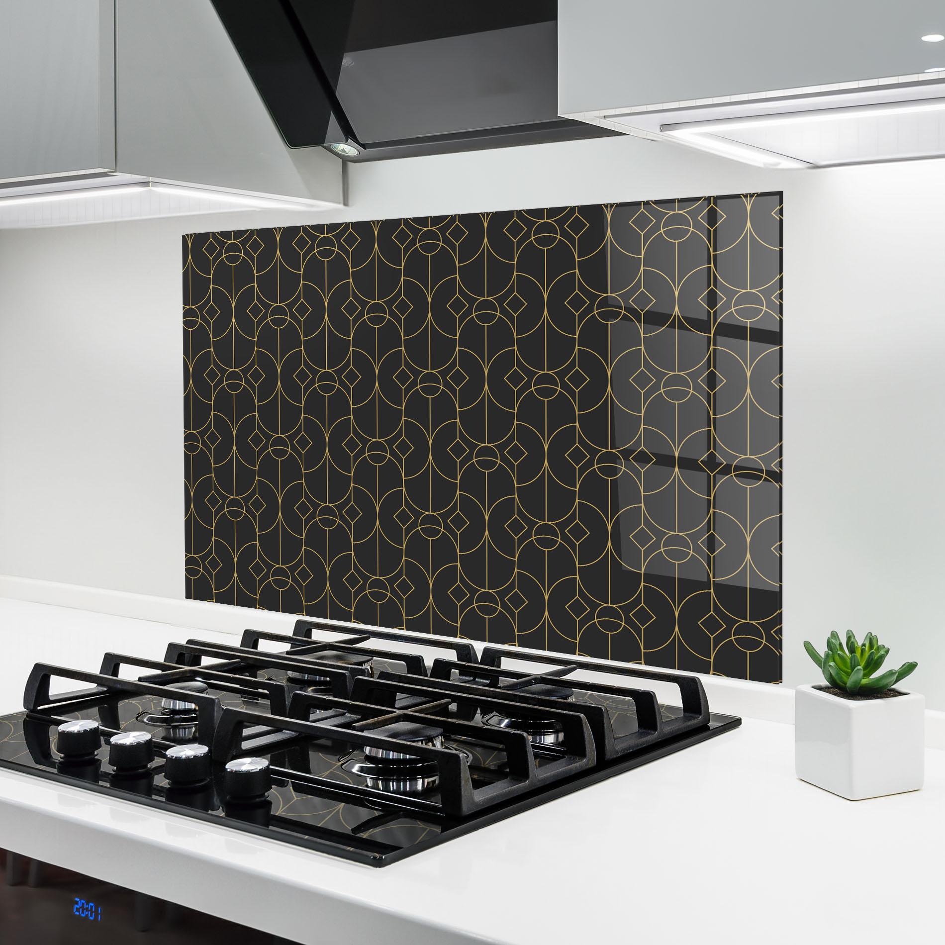 Panou Sticla Bucatarie Gold Geometric mockup 6