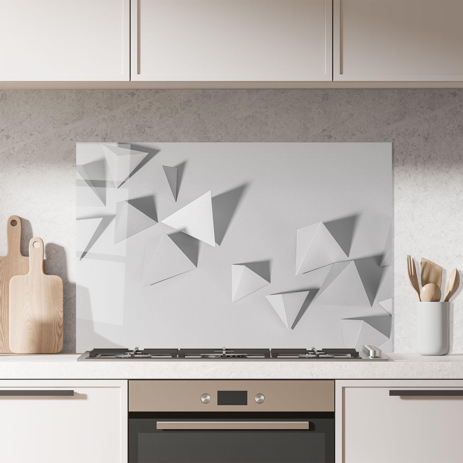 Panou Sticla Bucatarie 3d White Triangle mockup 7
