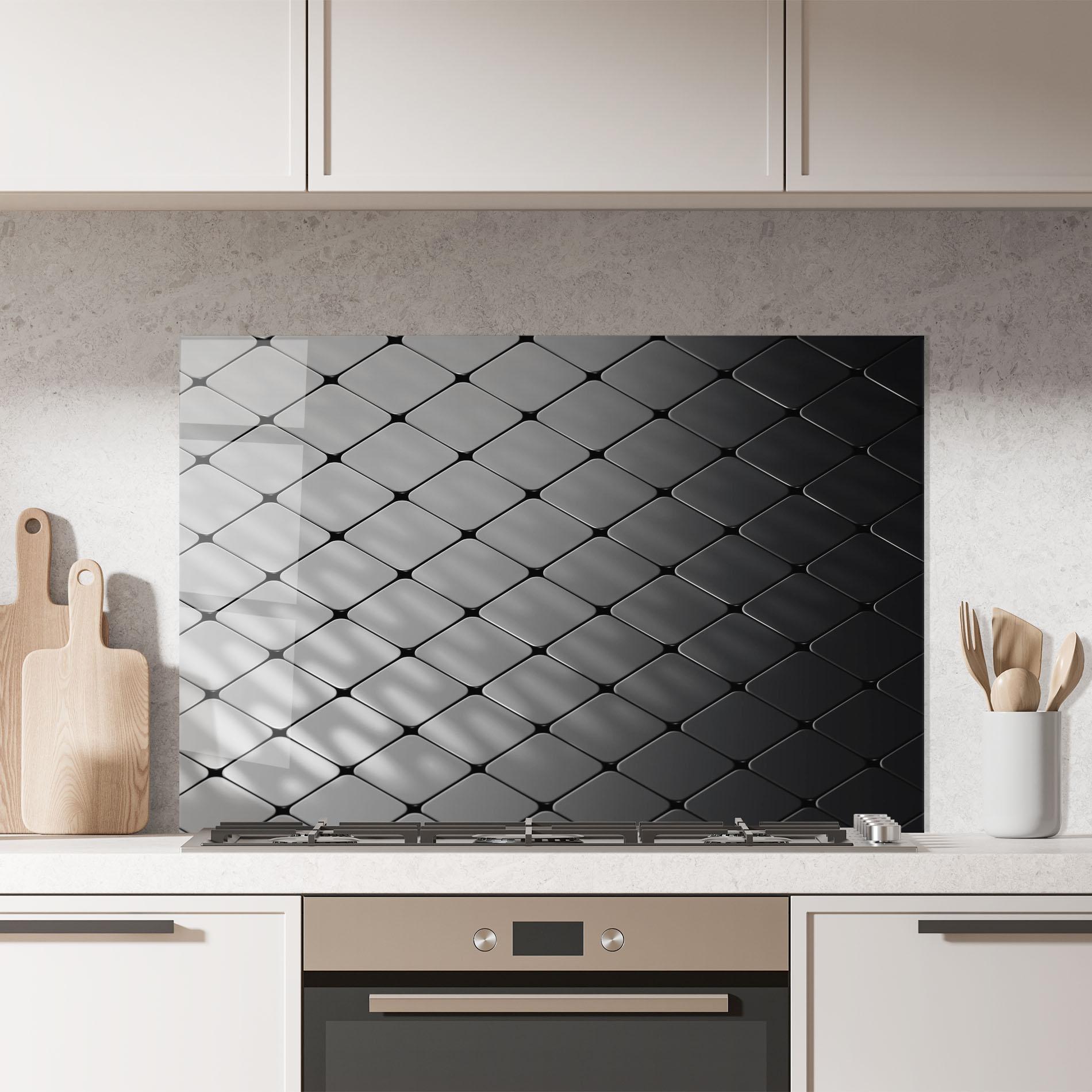 Panou Sticla Bucatarie Black Square Shapes mockup 7