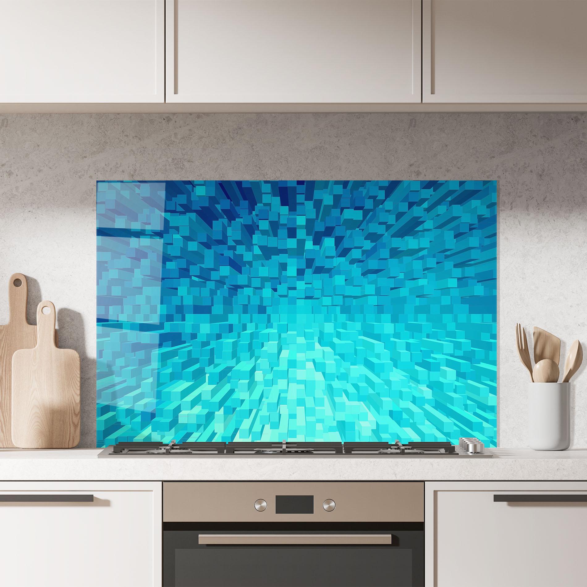 Panou Sticla Bucatarie Blue Square Mix mockup 7