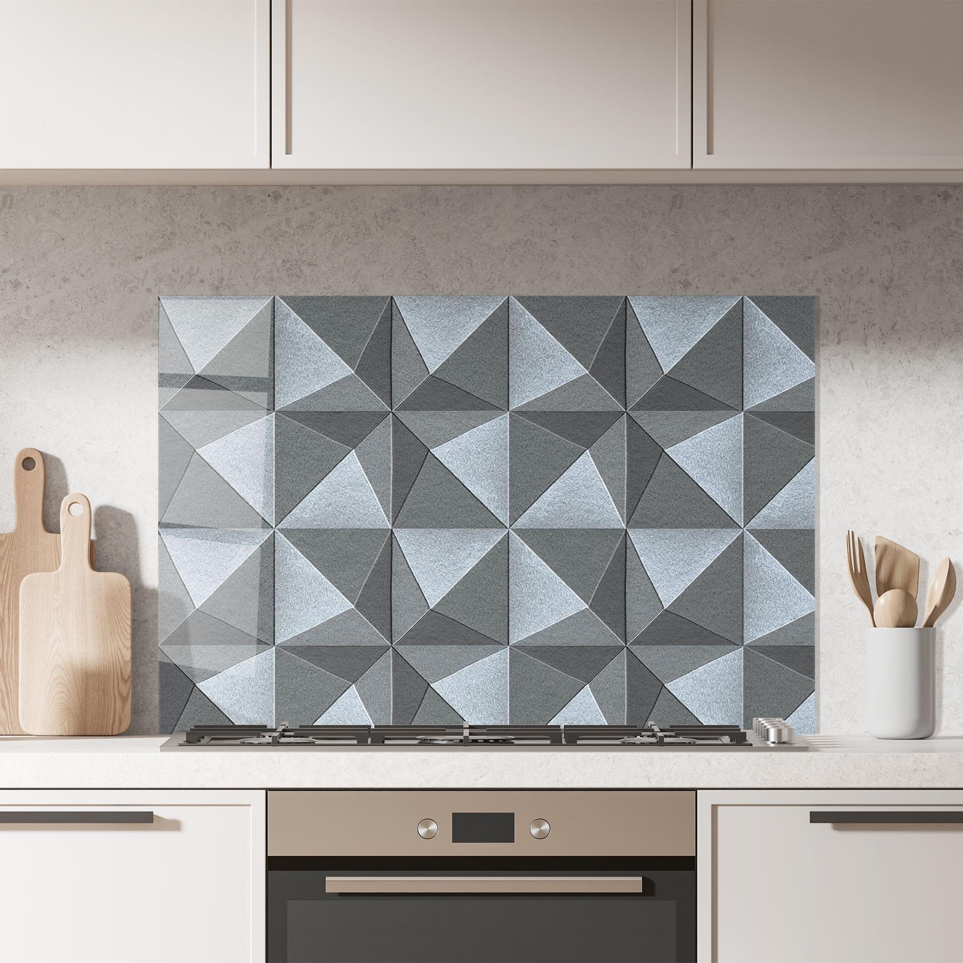 Panou Sticla Bucatarie Grey Triangle Square mockup 7