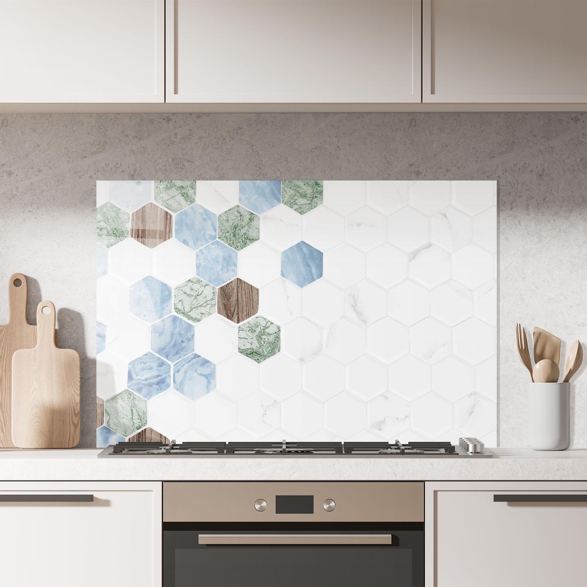Panou Sticla Bucatarie Hexagon Pattern mockup 7