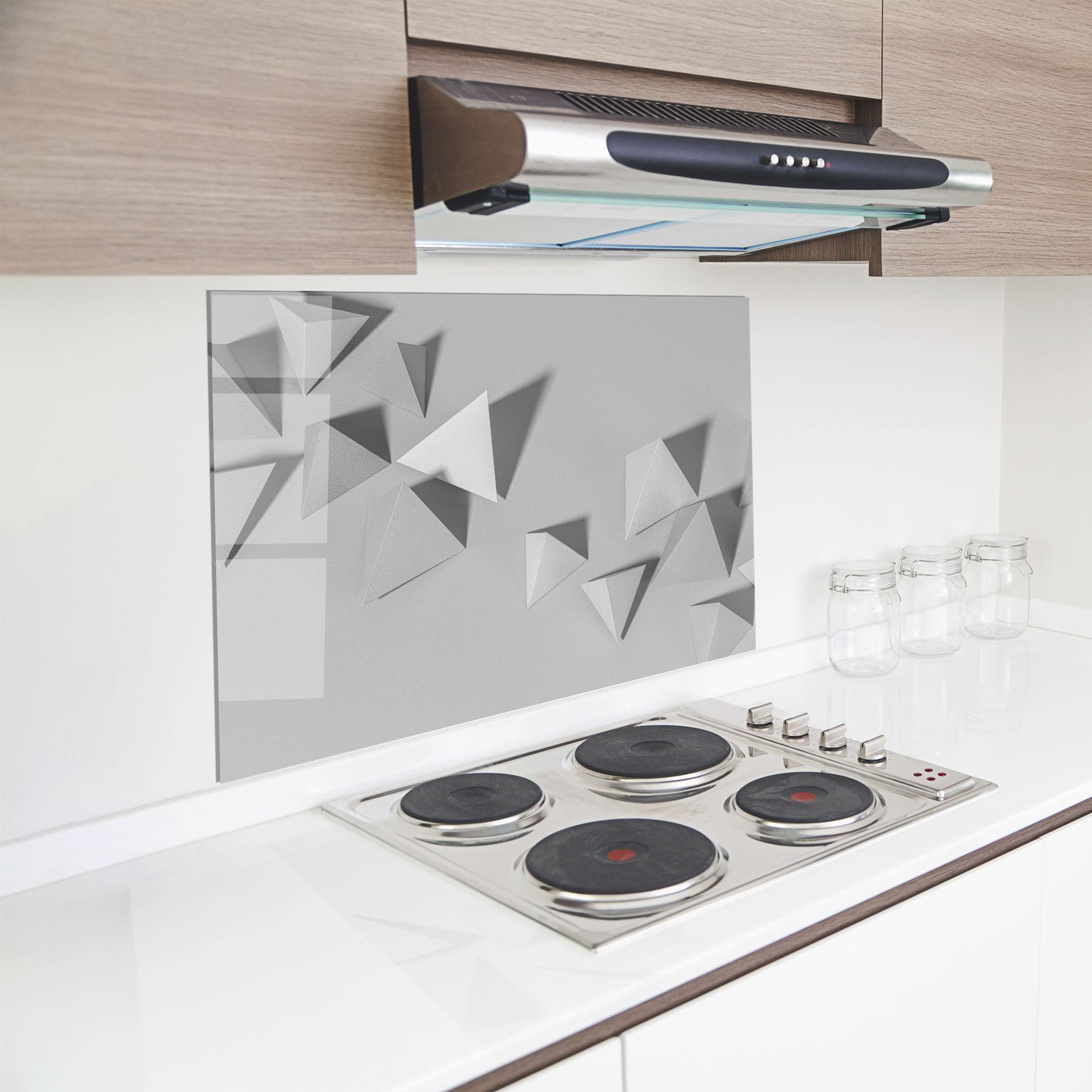 Panou Sticla Bucatarie 3d White Triangle mockup 8