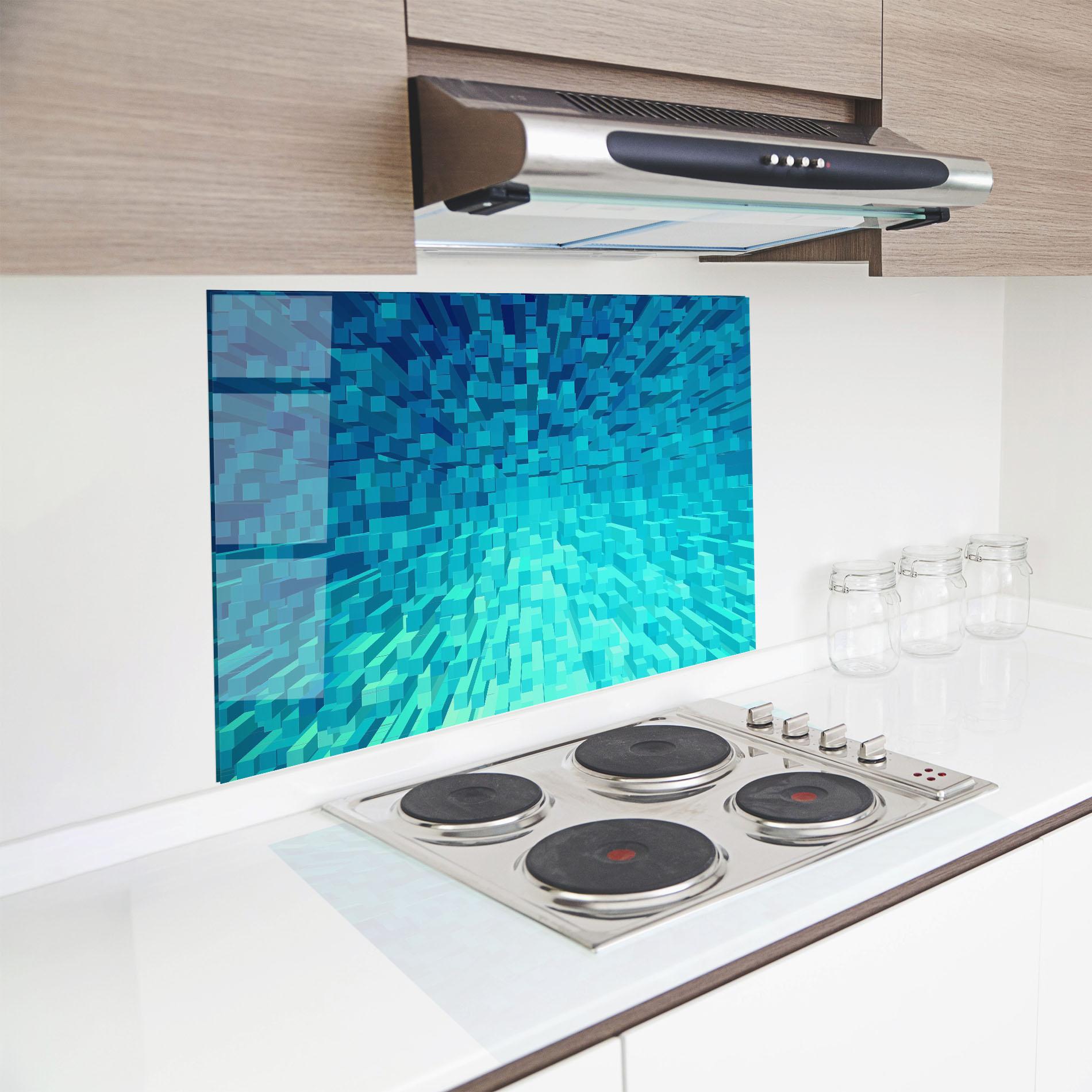 Panou Sticla Bucatarie Blue Square Mix mockup 8