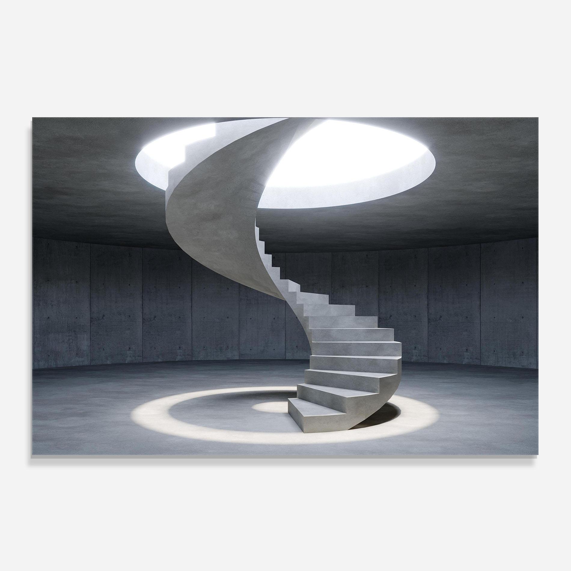 Panou Sticla Bucatarie Spiral White Staircase mockup 0