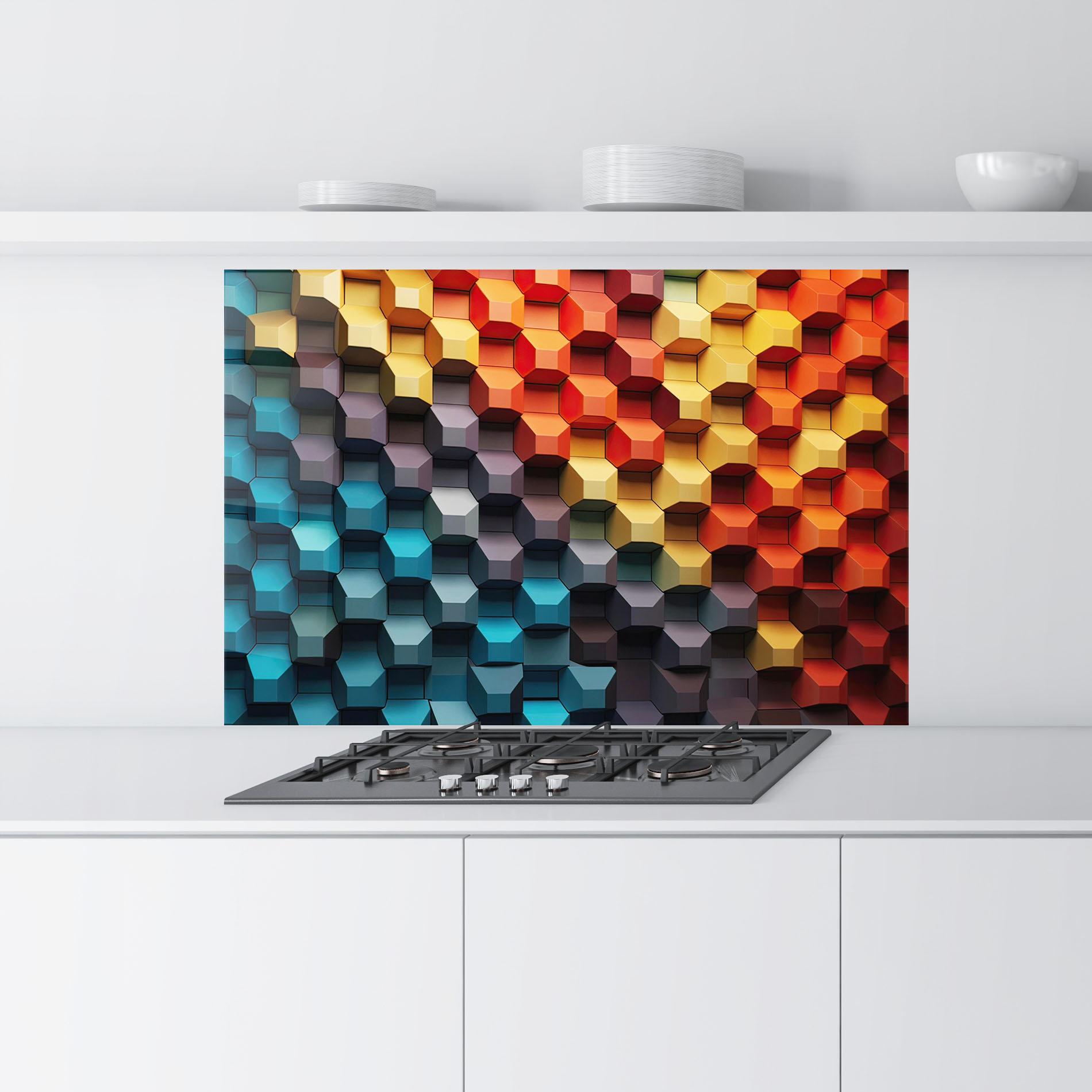 Panou Sticla Bucatarie 3d Sqare Mix mockup 9