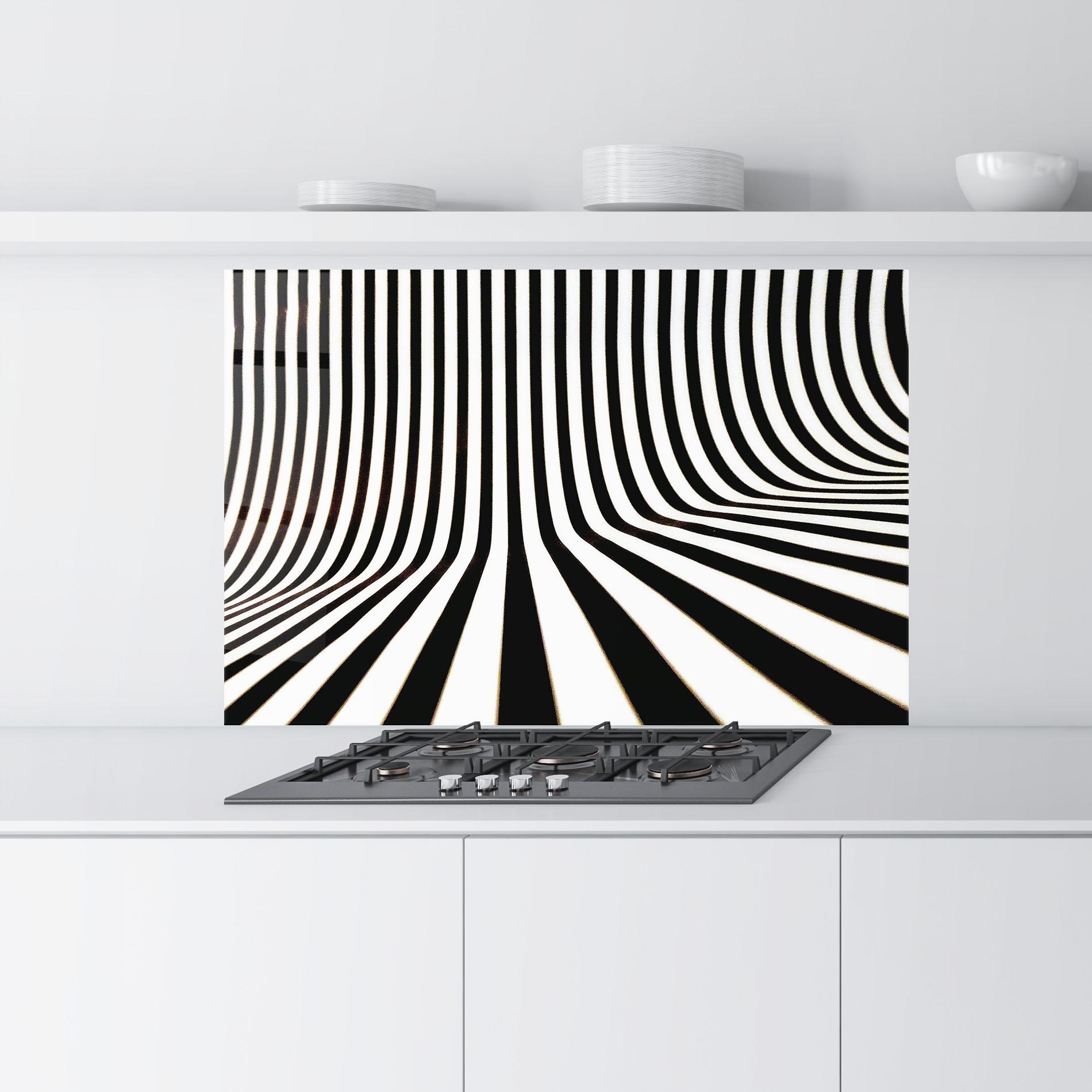 Panou Sticla Bucatarie Black And White Illusion mockup 9