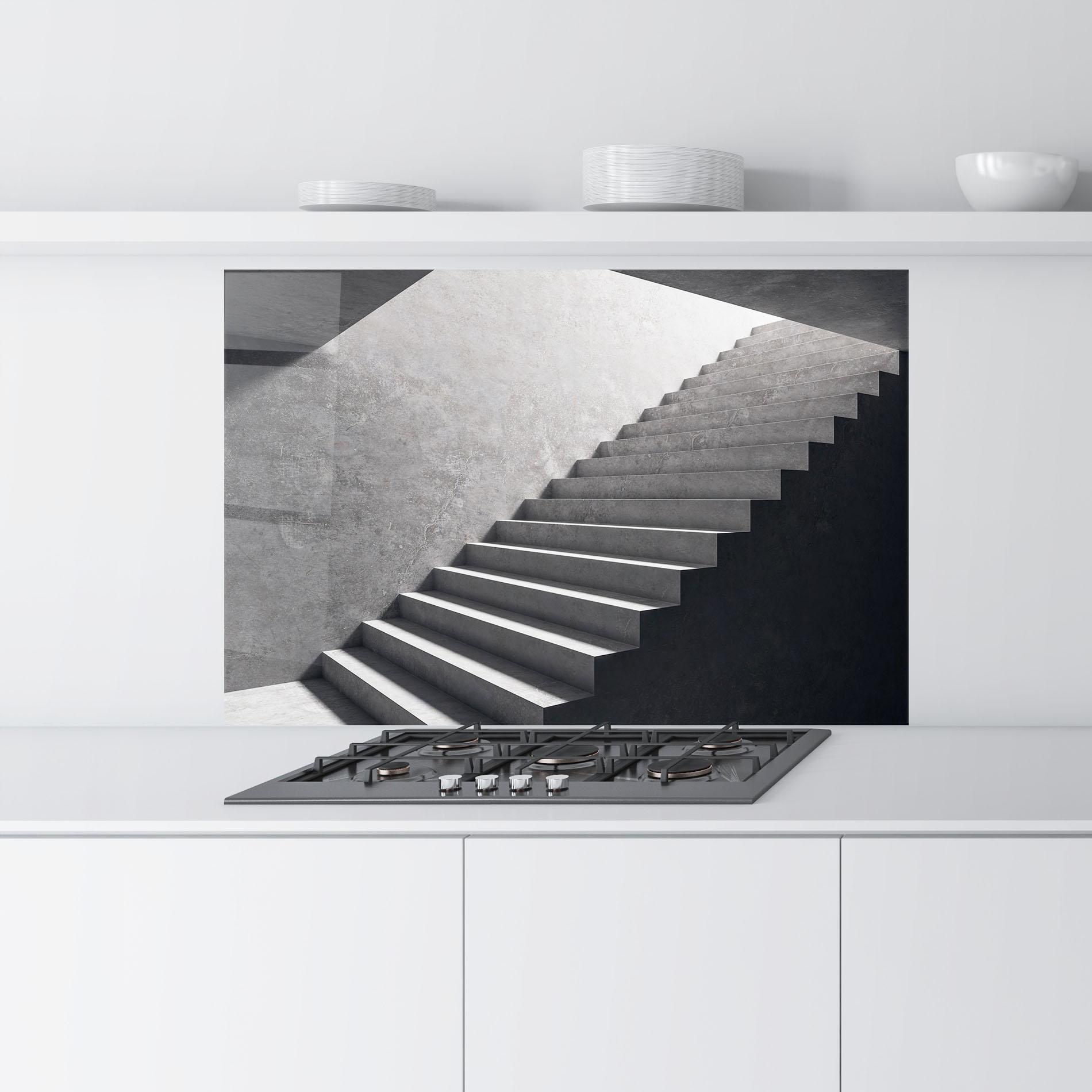 Panou Sticla Bucatarie Concrete Stairs mockup 9