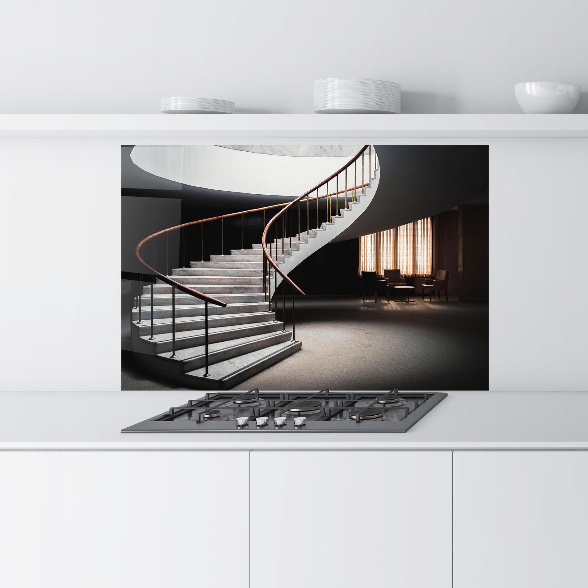 Panou Sticla Bucatarie Dark Room Stairs mockup 9