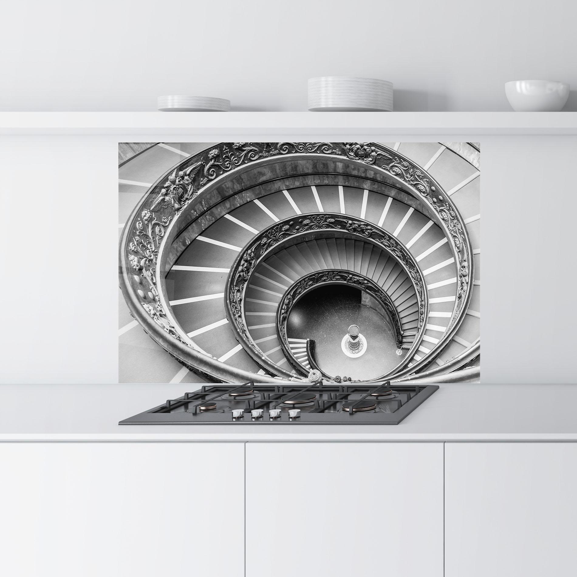 Panou Sticla Bucatarie Grey Spiral mockup 9