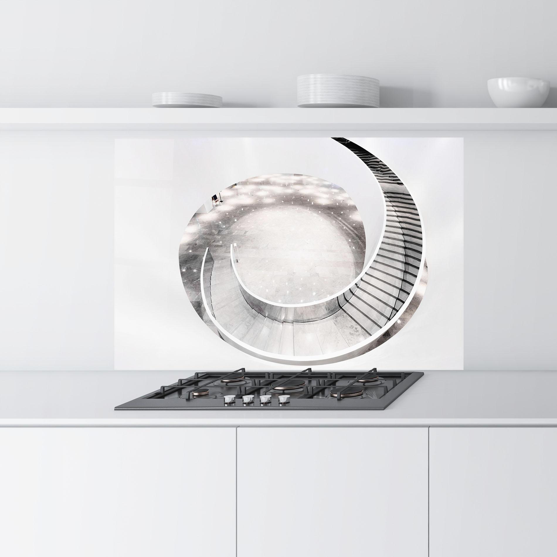 Panou Sticla Bucatarie Light Grey Spiral mockup 9