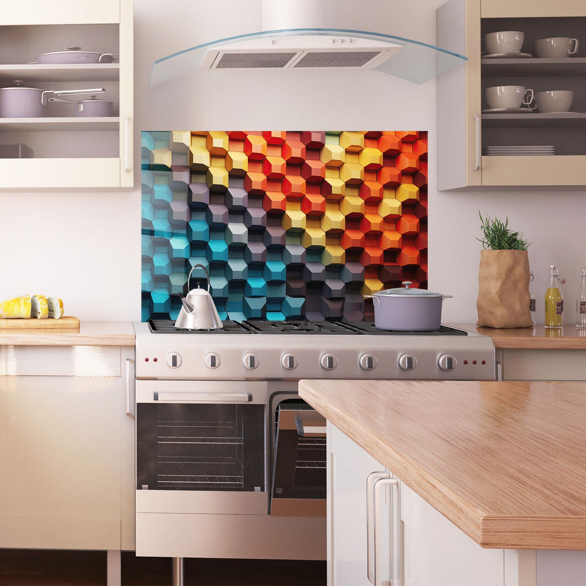 Panou Sticla Bucatarie 3d Sqare Mix mockup 1