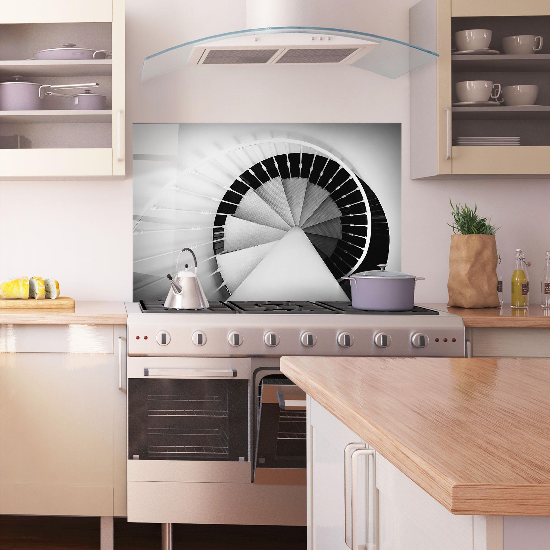 Panou Sticla Bucatarie Black Circle Stairs mockup 1