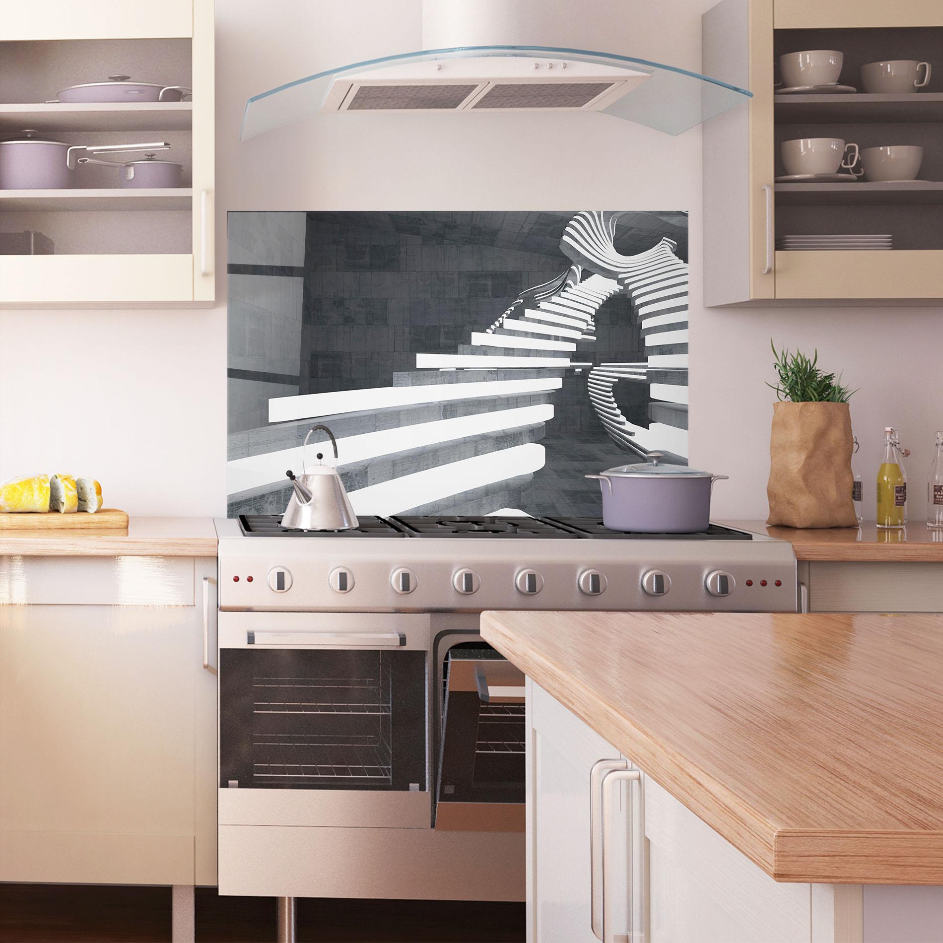 Panou Sticla Bucatarie Concrete Room mockup 1