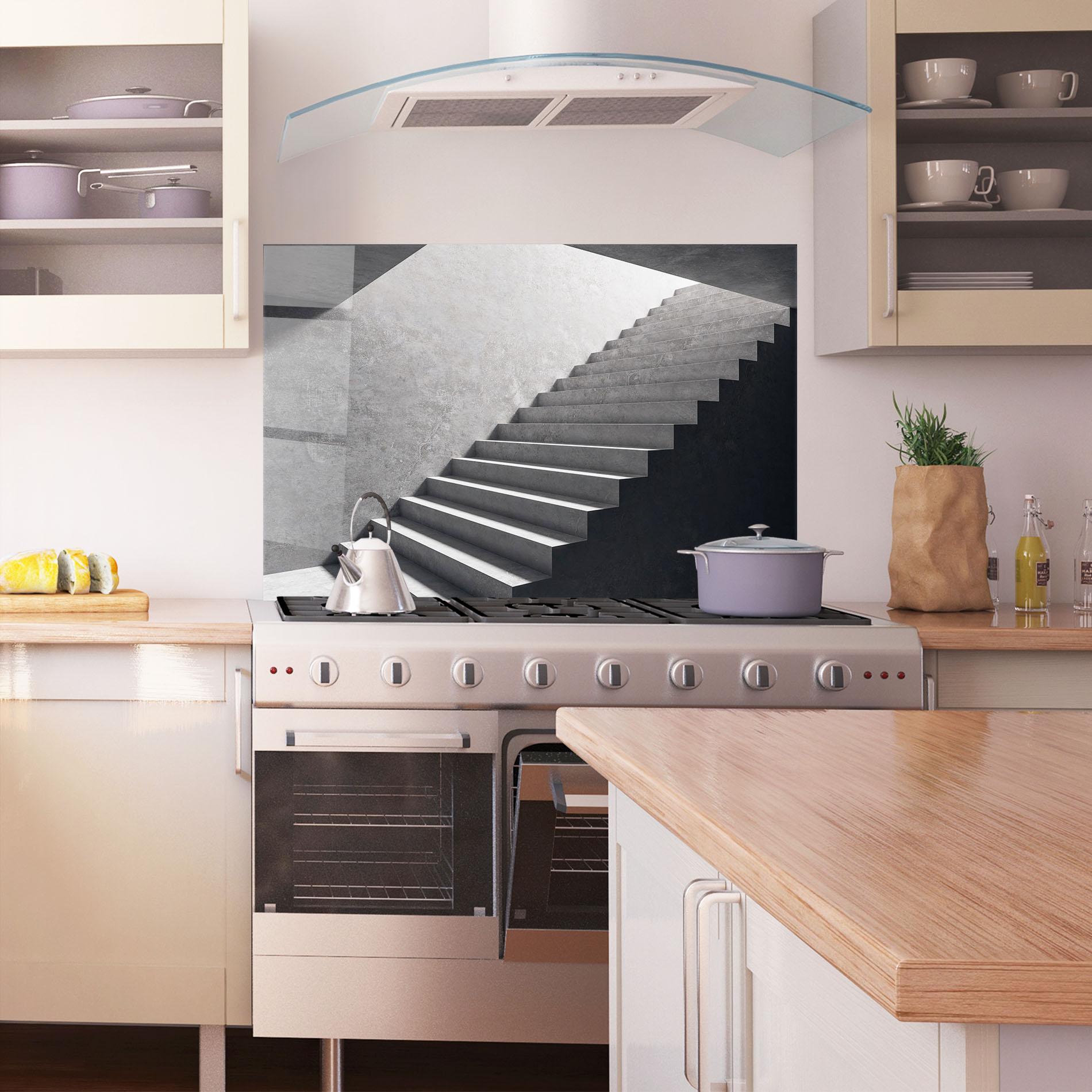 Panou Sticla Bucatarie Concrete Stairs mockup 1