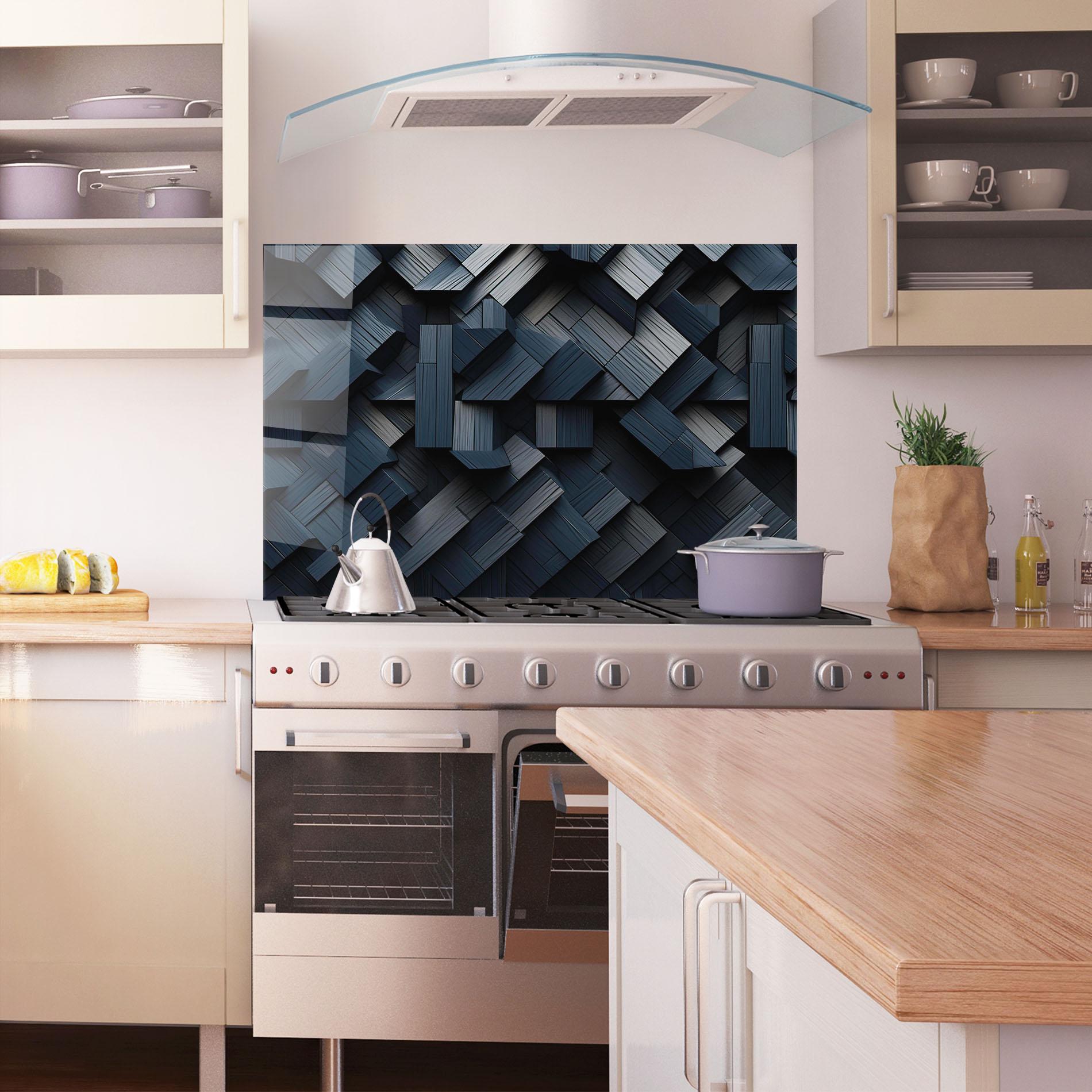 Panou Sticla Bucatarie Dark Blue Wall mockup 1