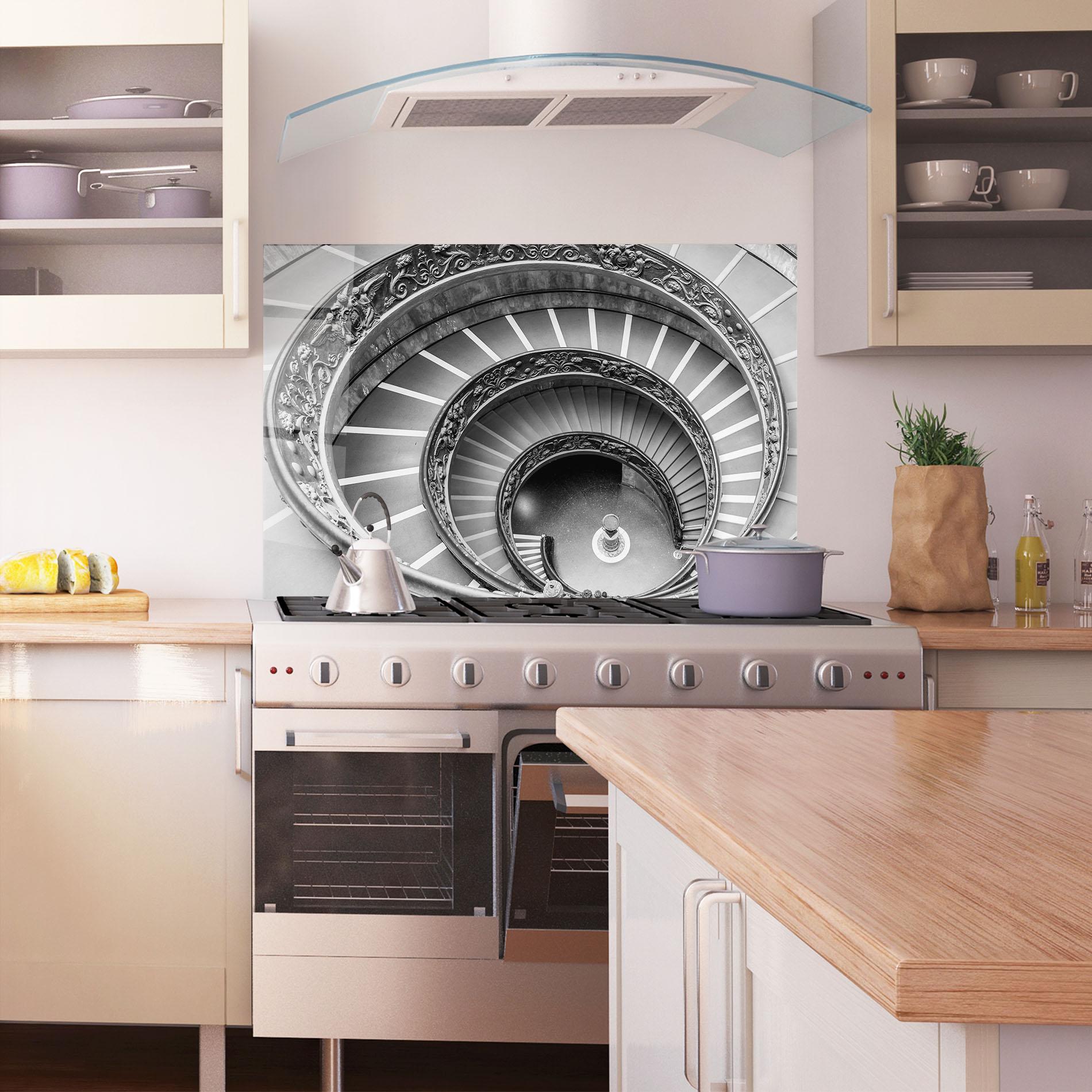 Panou Sticla Bucatarie Grey Spiral mockup 1