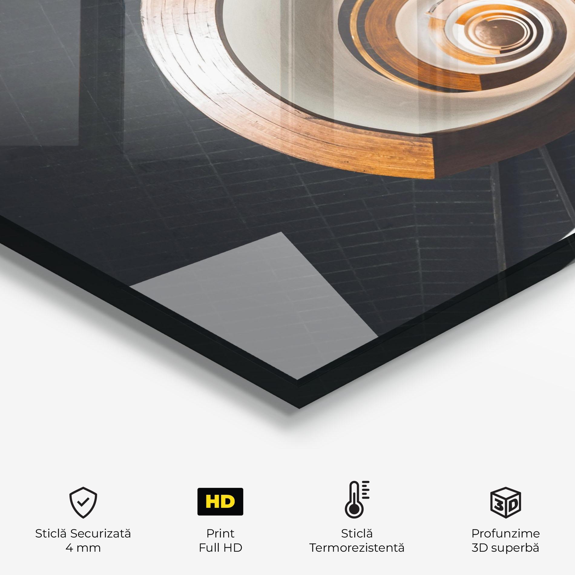 Panou Sticla Bucatarie Black Spiral Stairs mockup 2