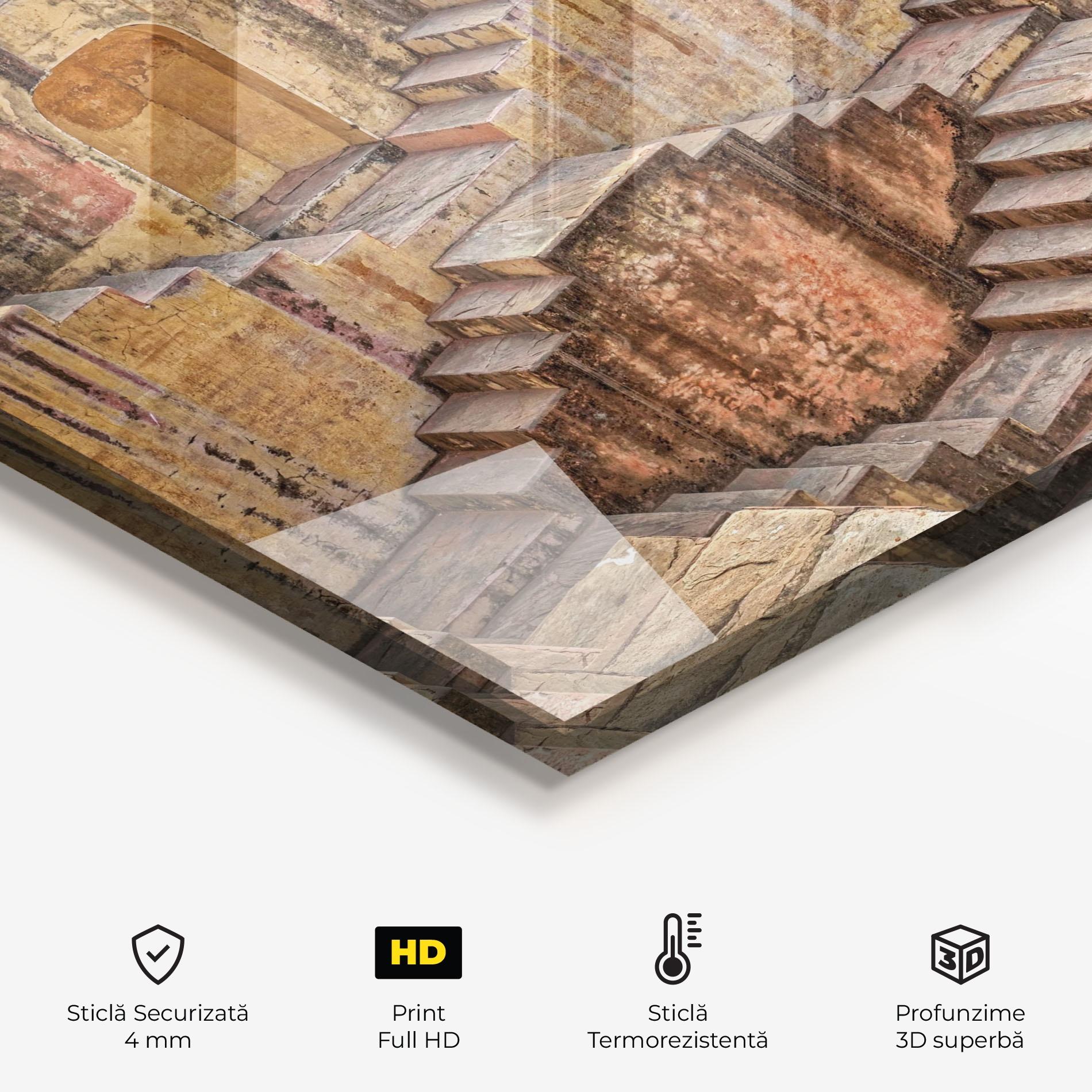 Panou Sticla Bucatarie Old Brown Stairs mockup 2