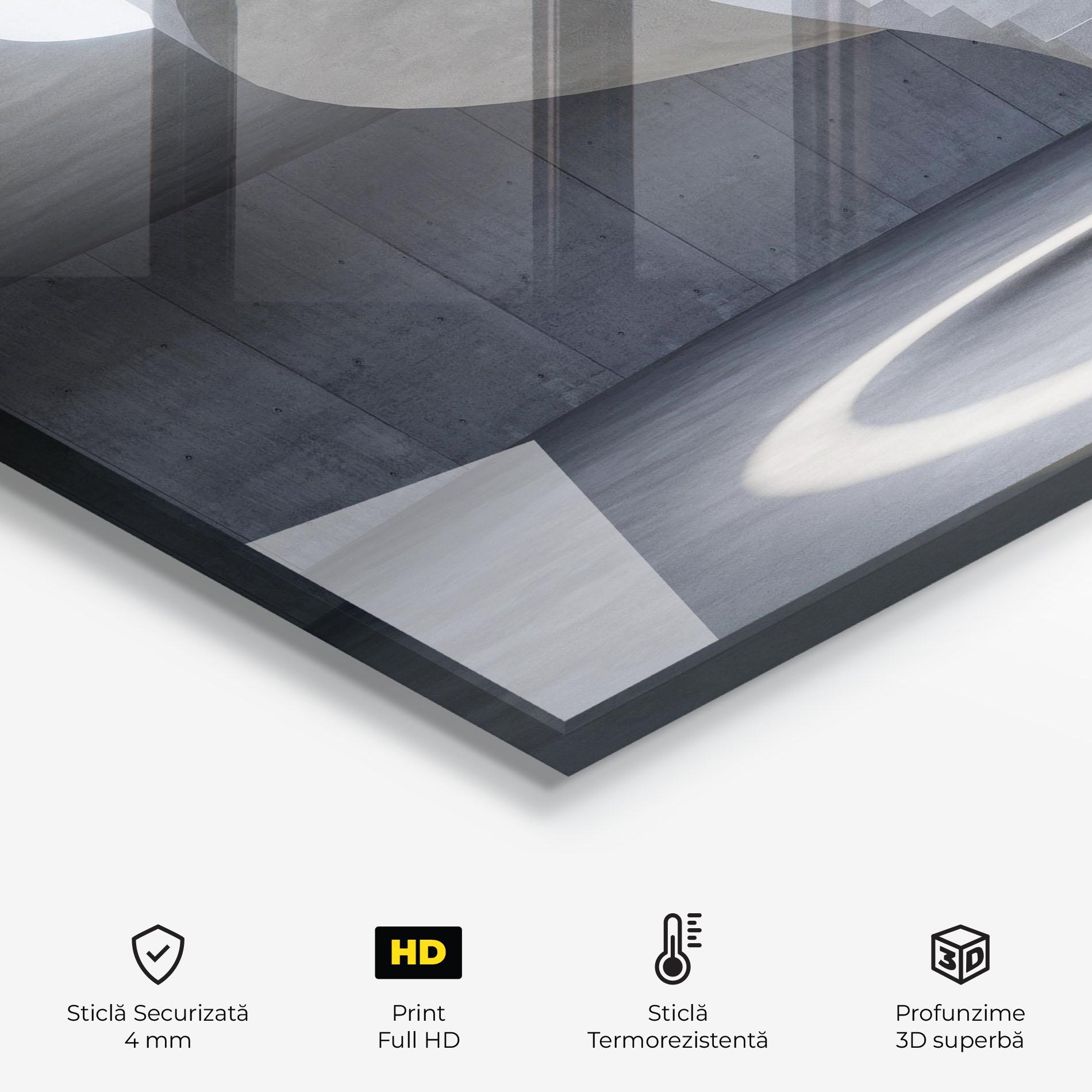 Panou Sticla Bucatarie Spiral White Staircase mockup 2