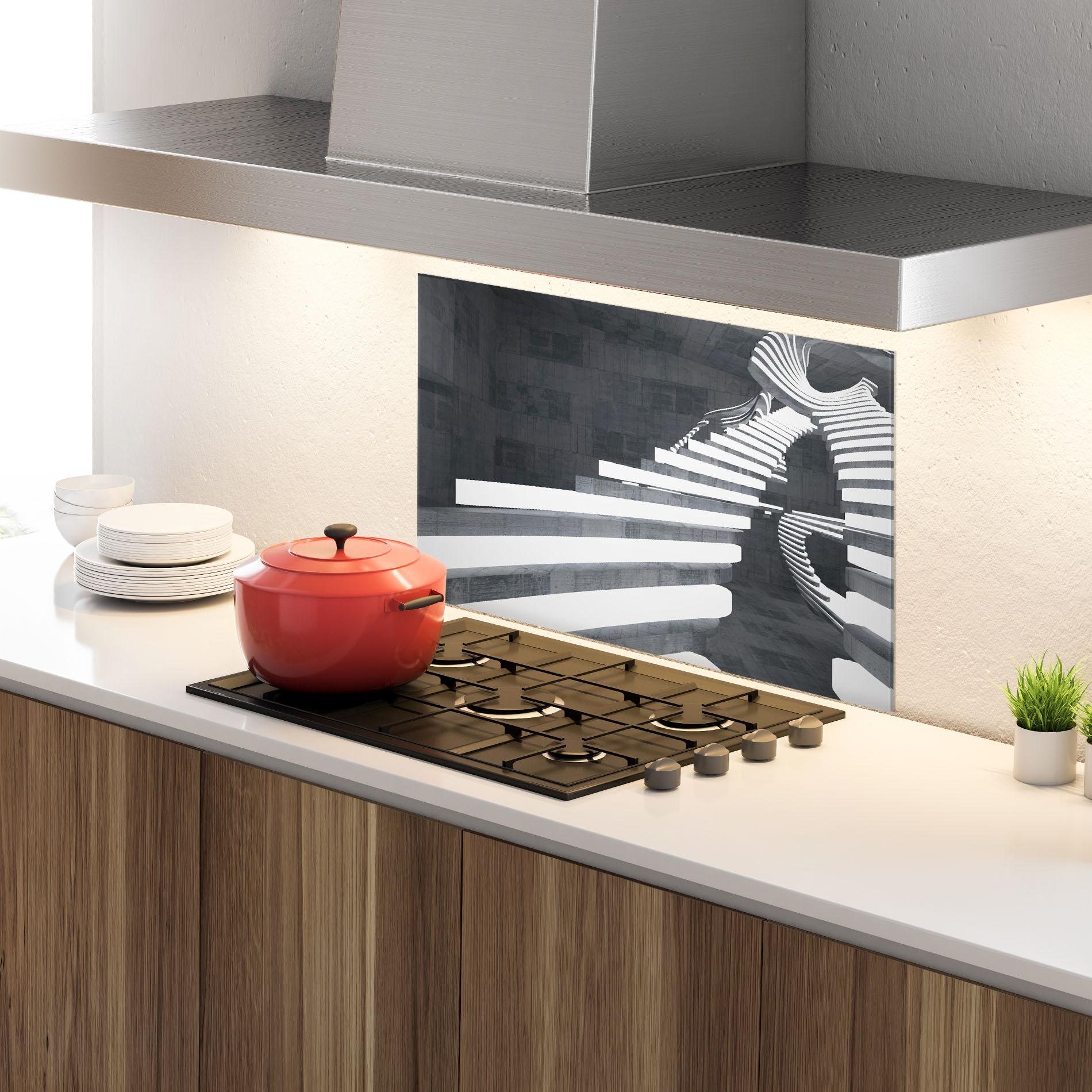 Panou Sticla Bucatarie Concrete Room mockup 4