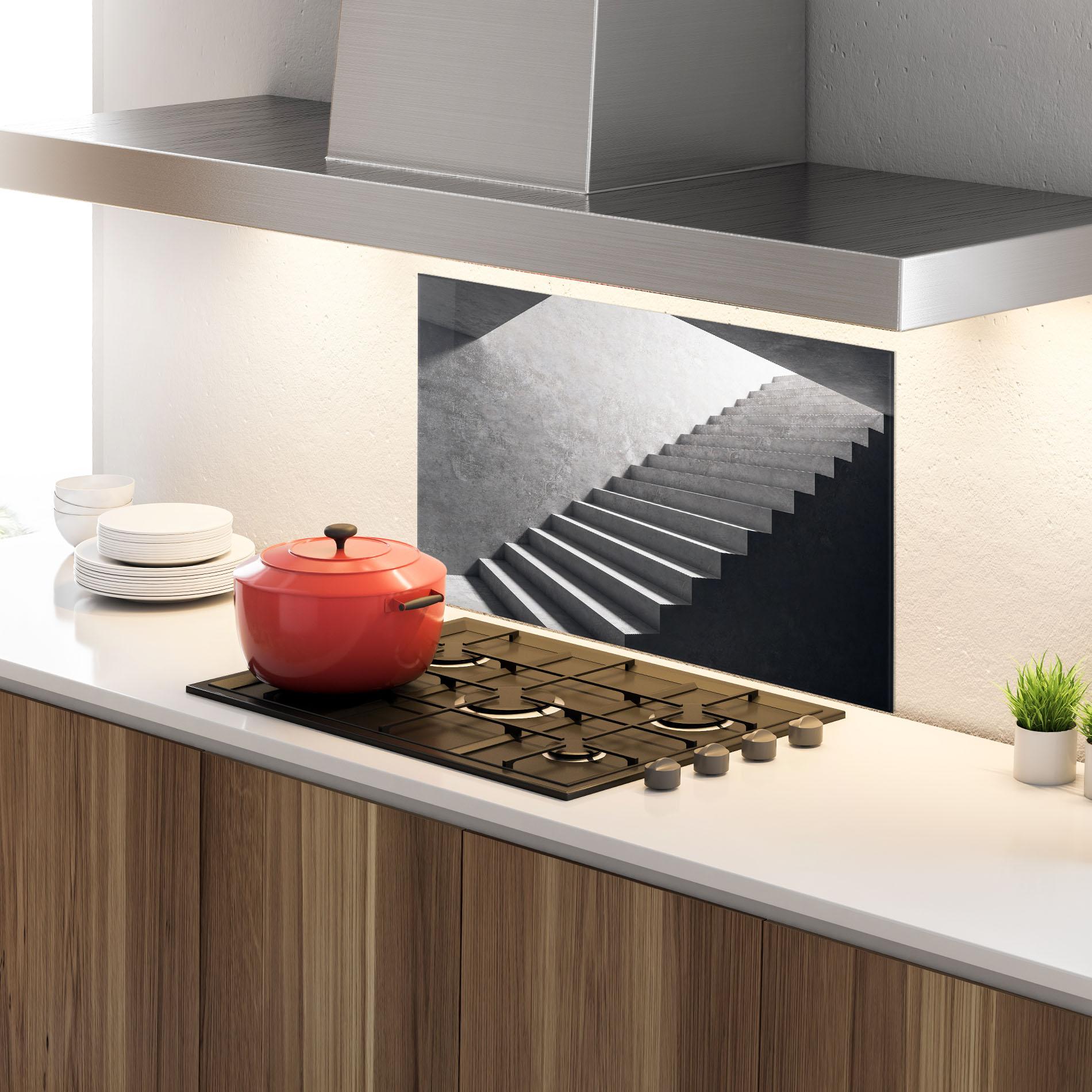 Panou Sticla Bucatarie Concrete Stairs mockup 4