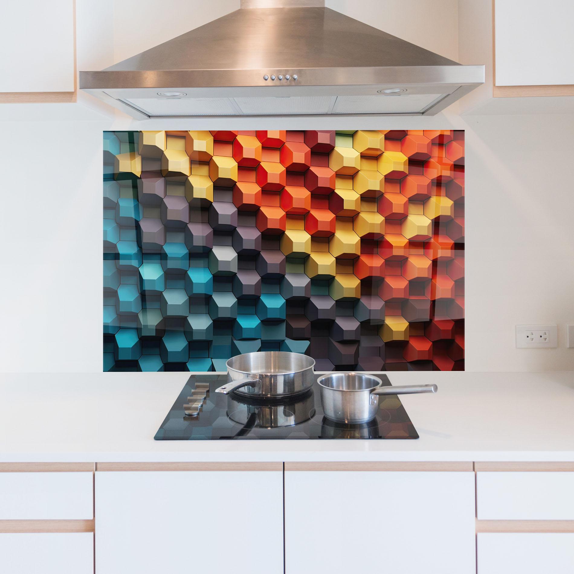 Panou Sticla Bucatarie 3d Sqare Mix mockup 5