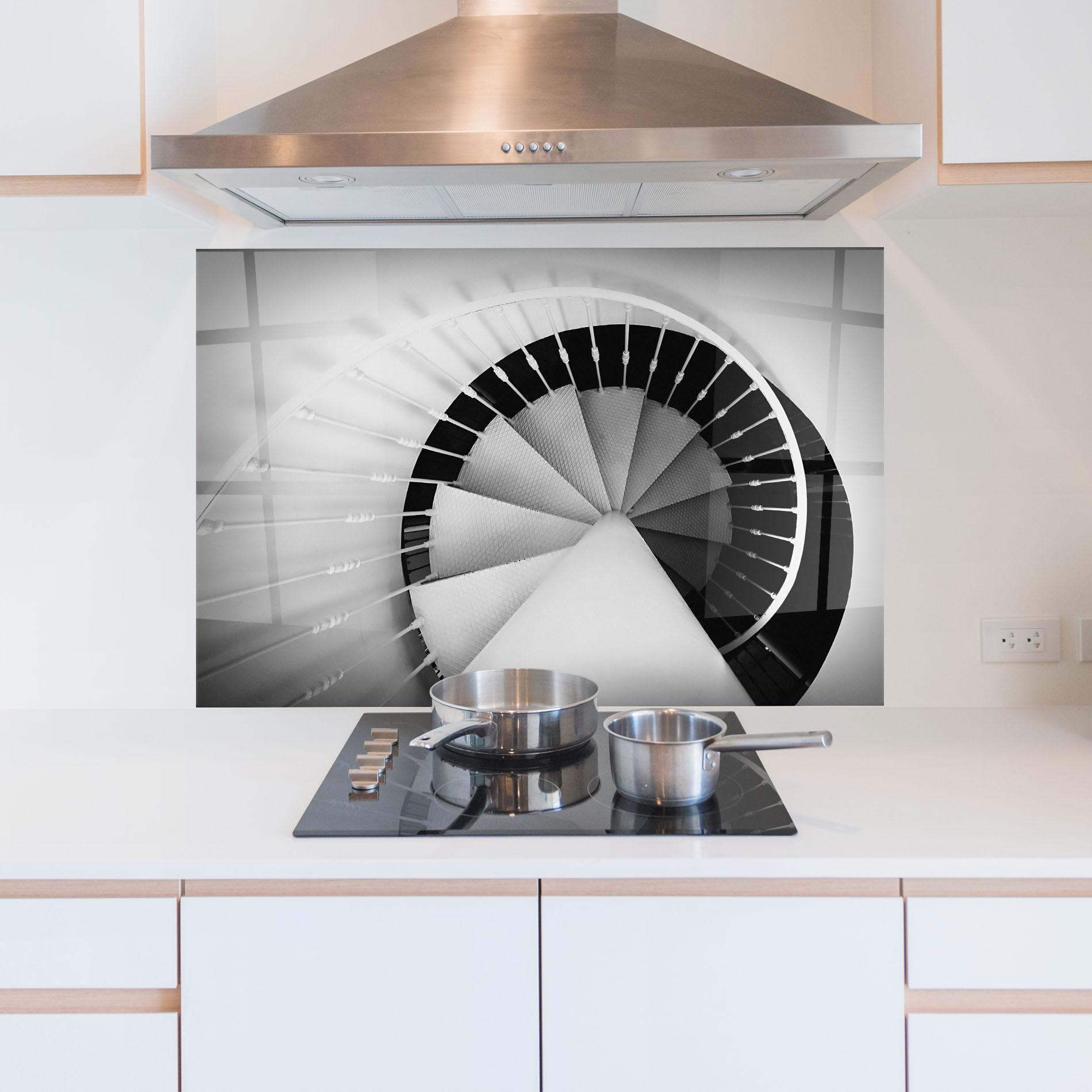 Panou Sticla Bucatarie Black Circle Stairs mockup 5