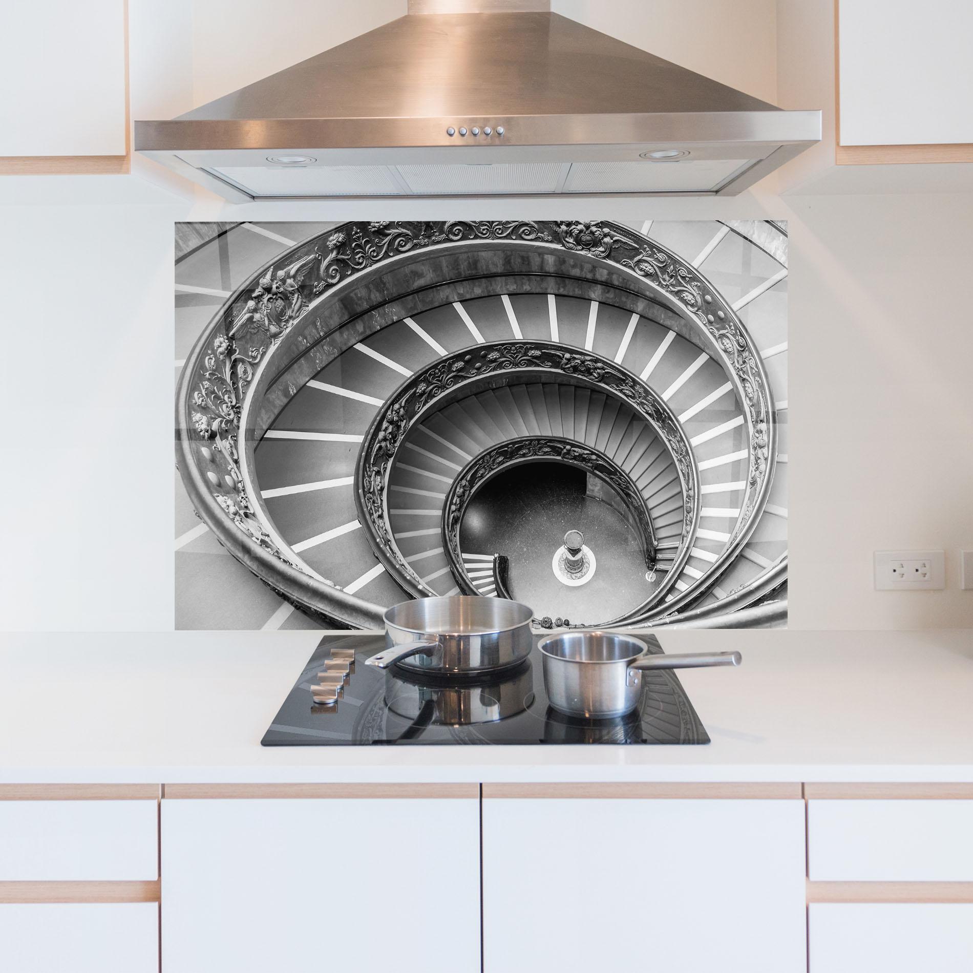 Panou Sticla Bucatarie Grey Spiral mockup 5