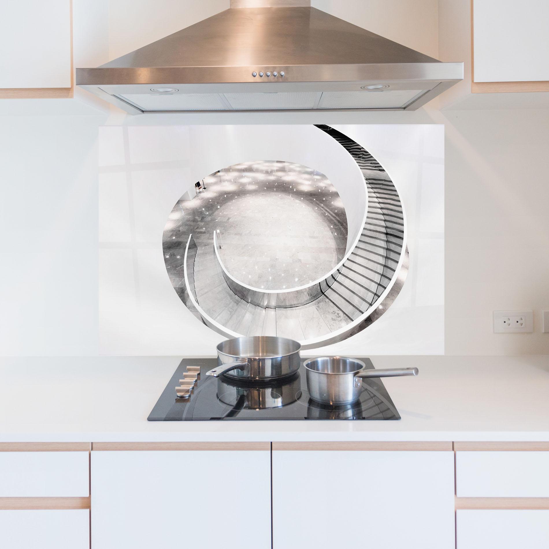 Panou Sticla Bucatarie Light Grey Spiral mockup 5