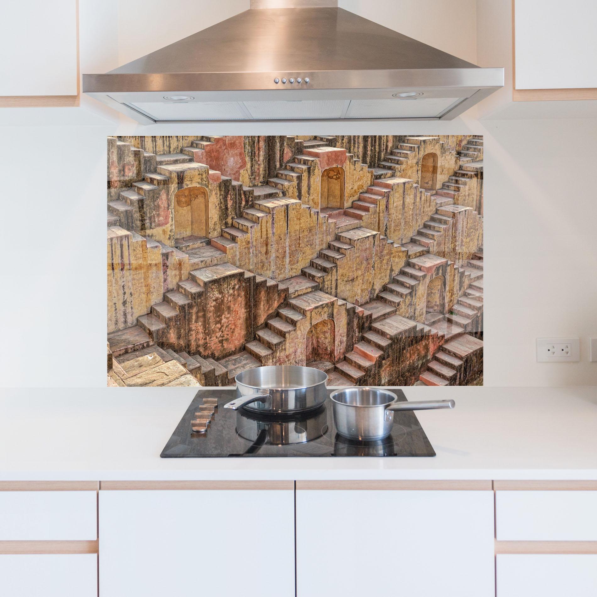 Panou Sticla Bucatarie Old Brown Stairs mockup 5