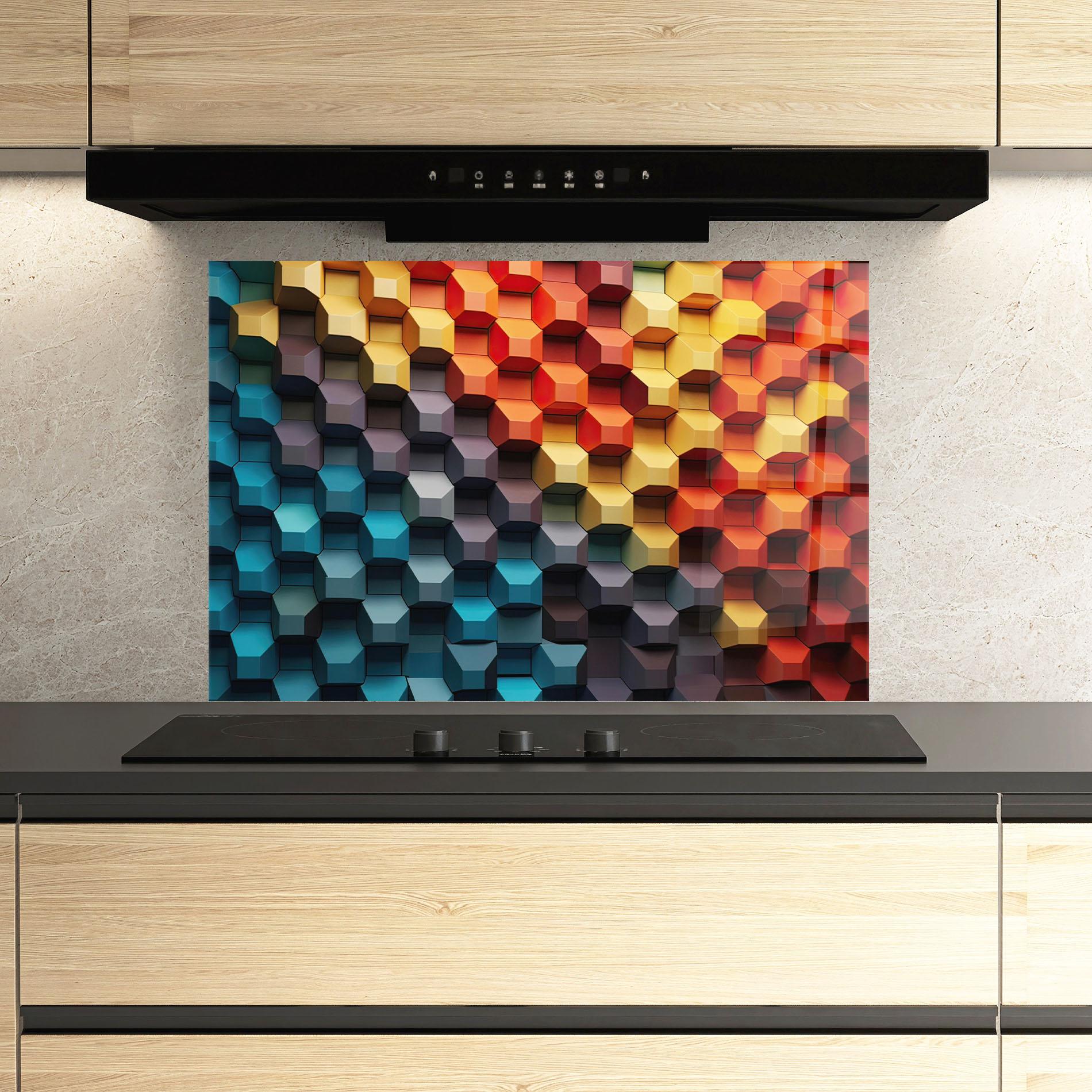 Panou Sticla Bucatarie 3d Sqare Mix mockup 3