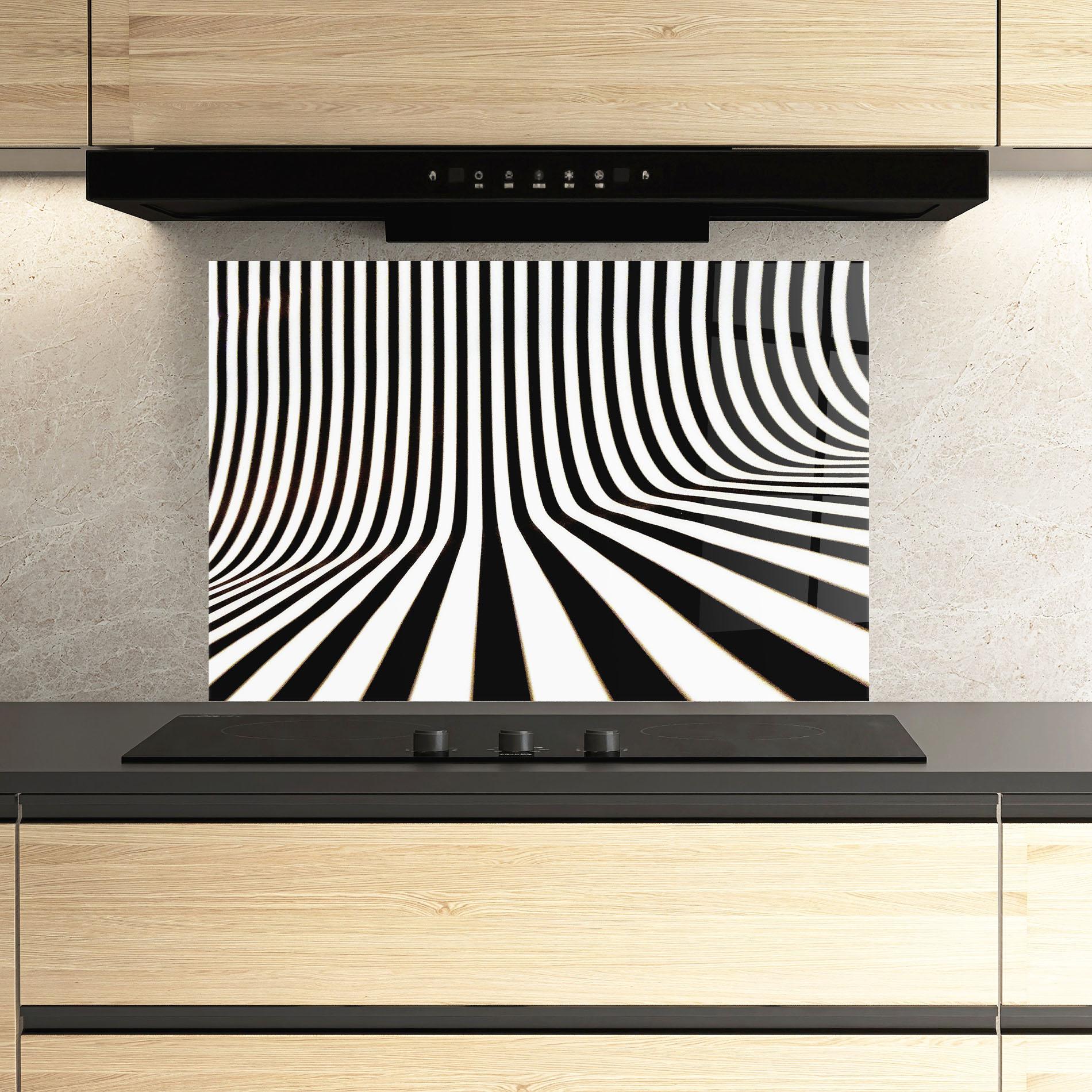 Panou Sticla Bucatarie Black And White Illusion mockup 3