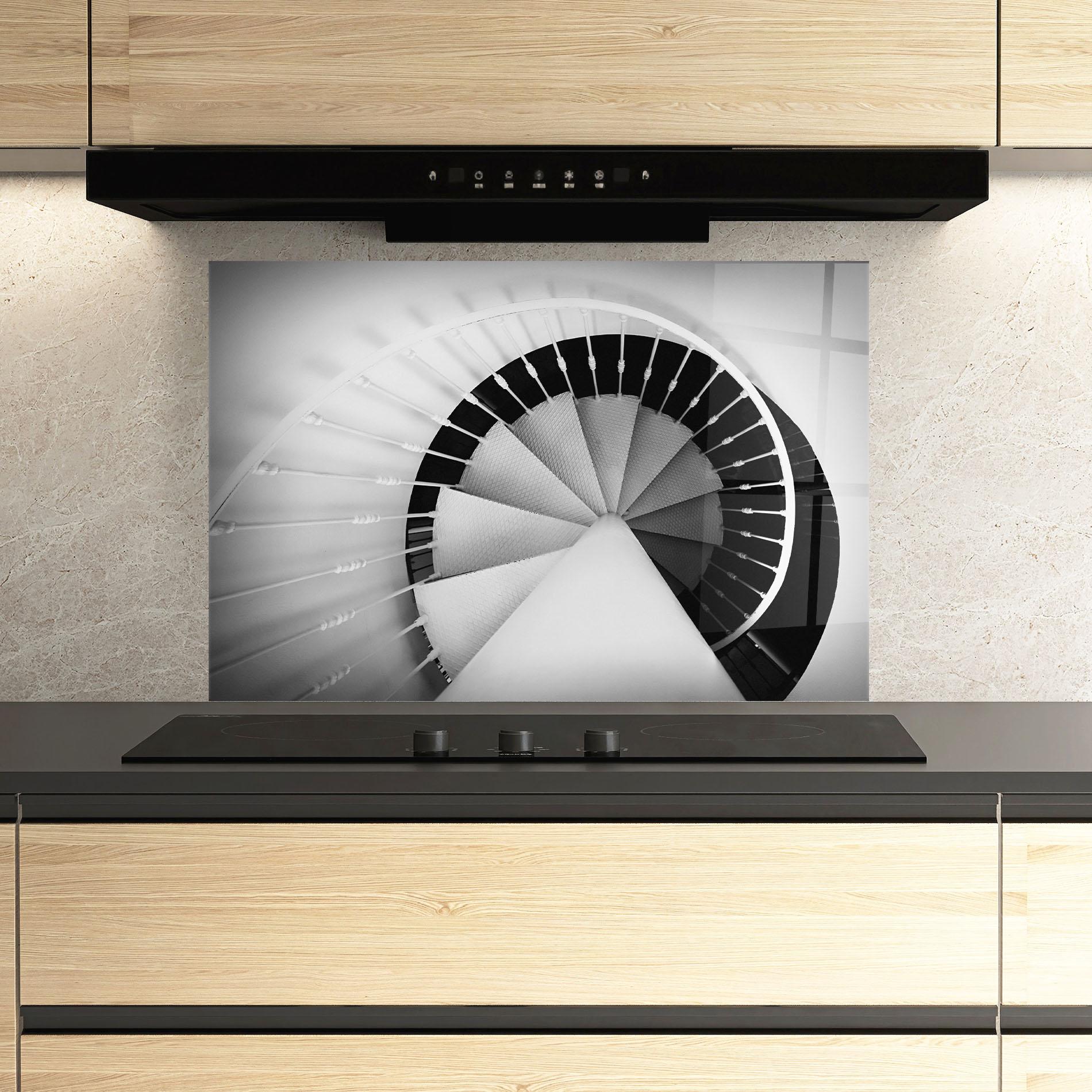 Panou Sticla Bucatarie Black Circle Stairs mockup 3