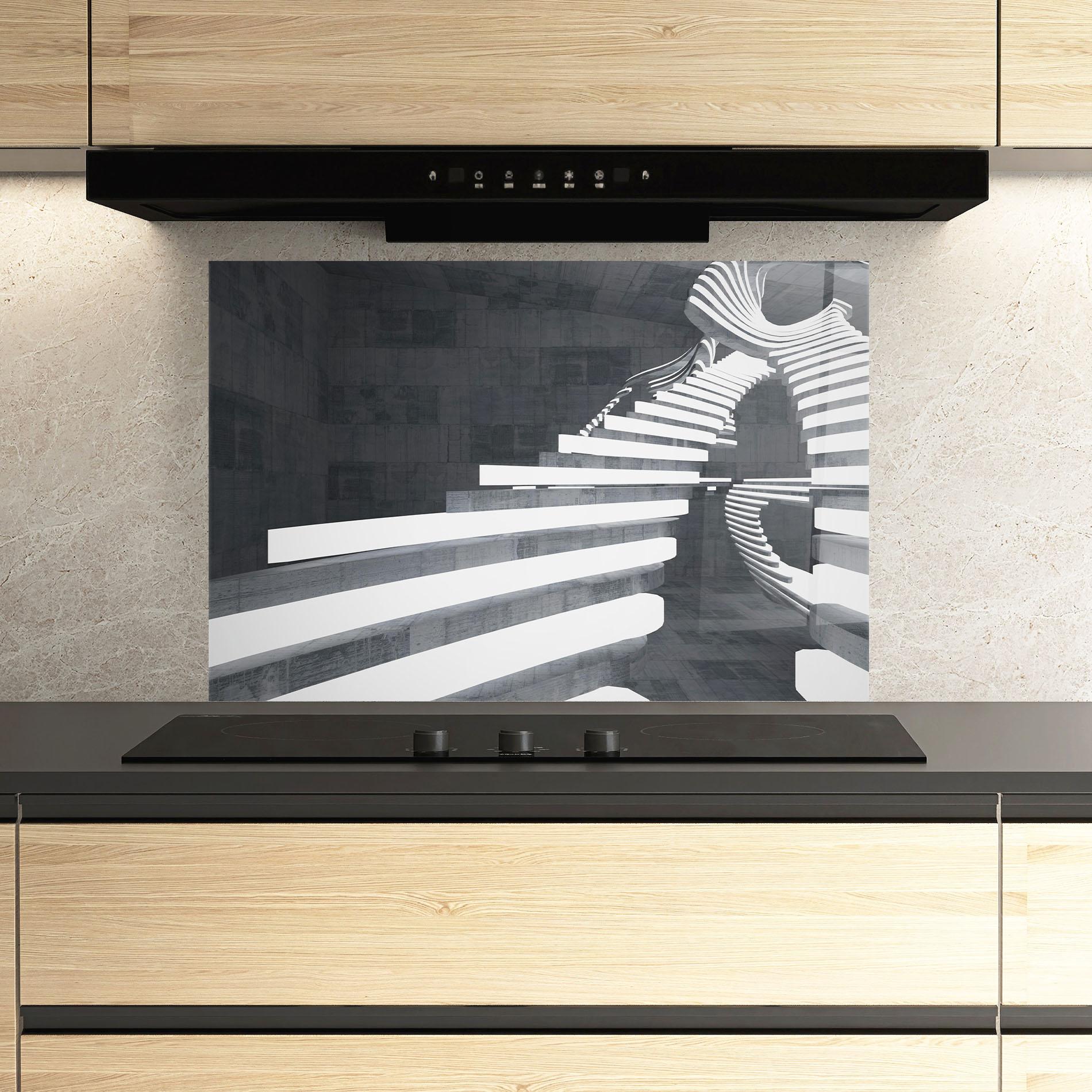 Panou Sticla Bucatarie Concrete Room mockup 3