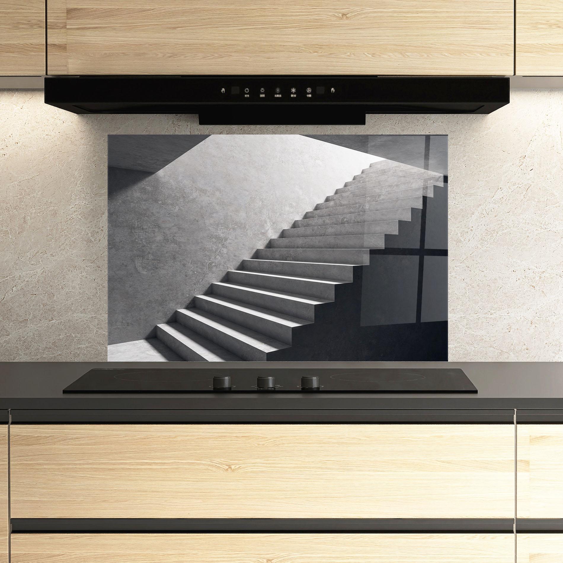 Panou Sticla Bucatarie Concrete Stairs mockup 3