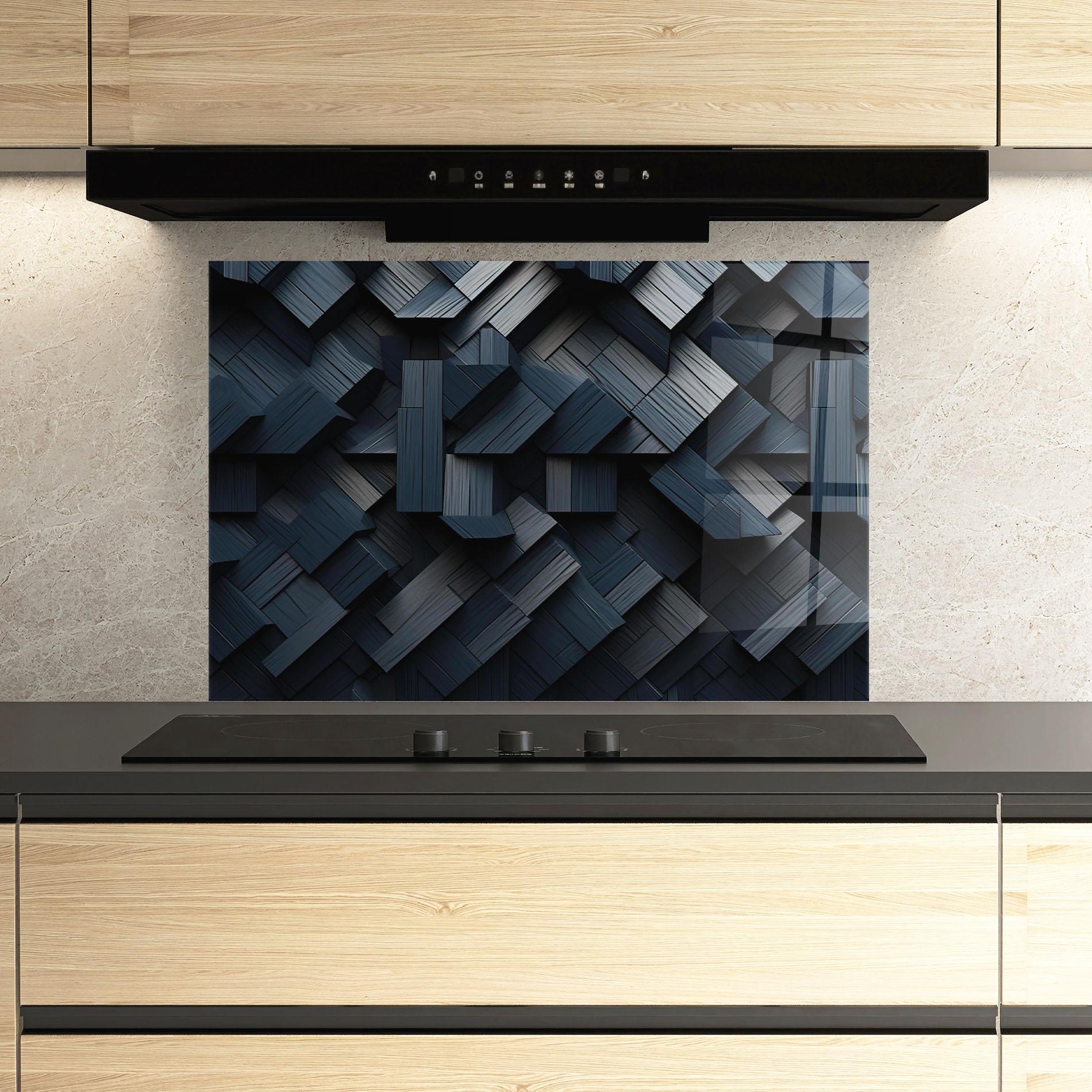 Panou Sticla Bucatarie Dark Blue Wall mockup 3