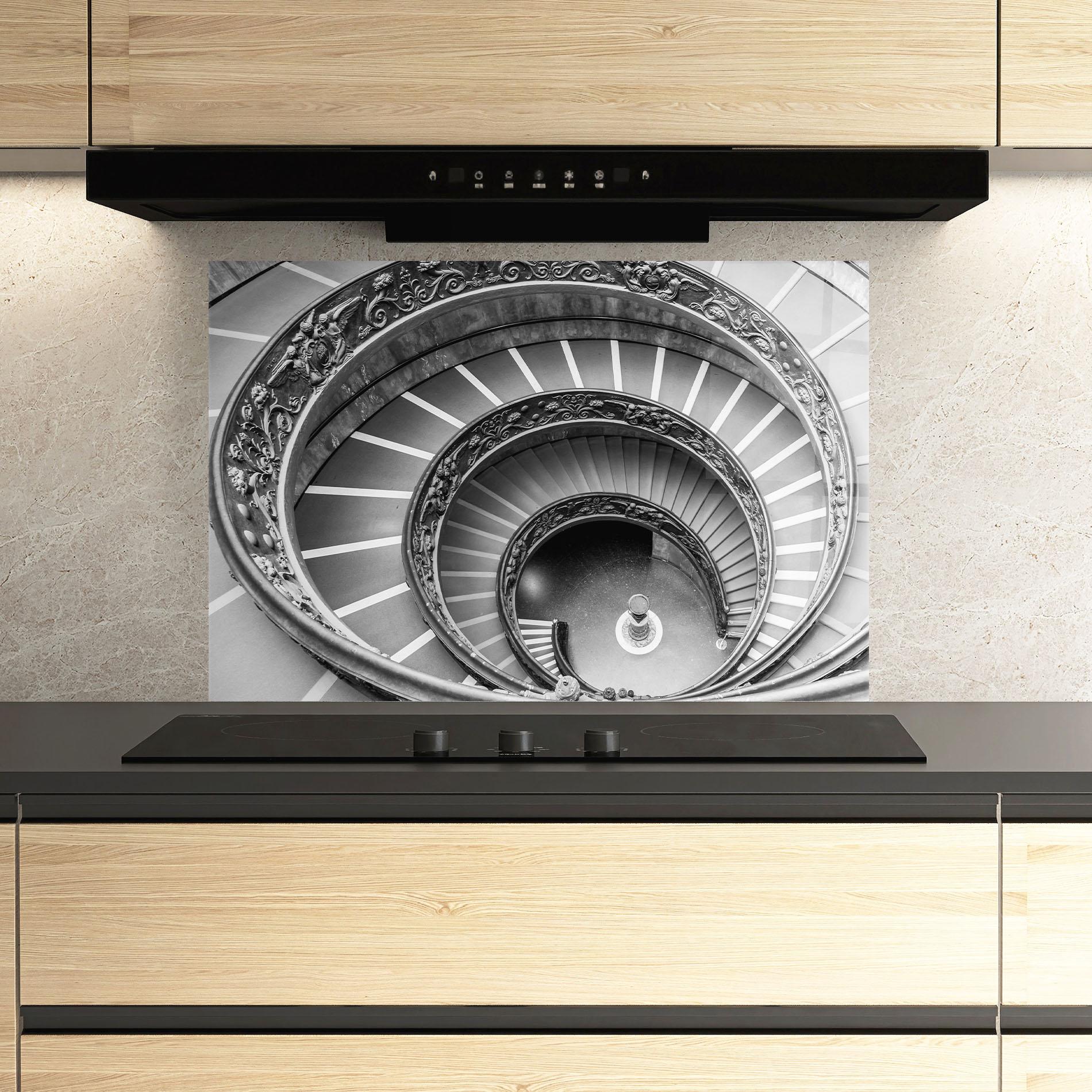 Panou Sticla Bucatarie Grey Spiral mockup 3